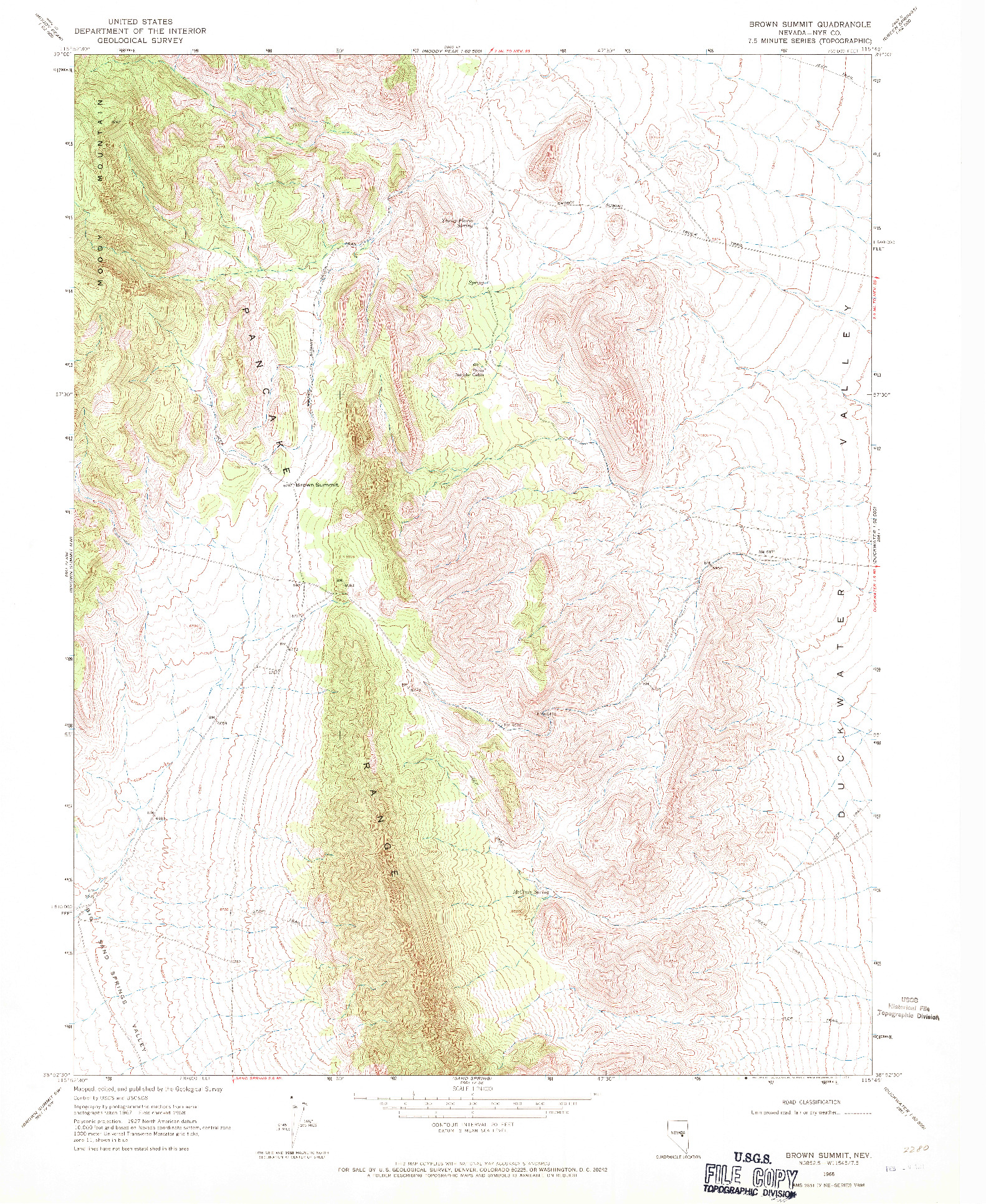 USGS 1:24000-SCALE QUADRANGLE FOR BROWN SUMMIT, NV 1968