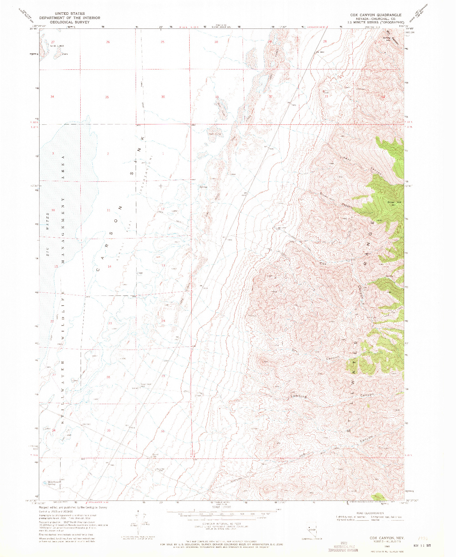 USGS 1:24000-SCALE QUADRANGLE FOR COX CANYON, NV 1969