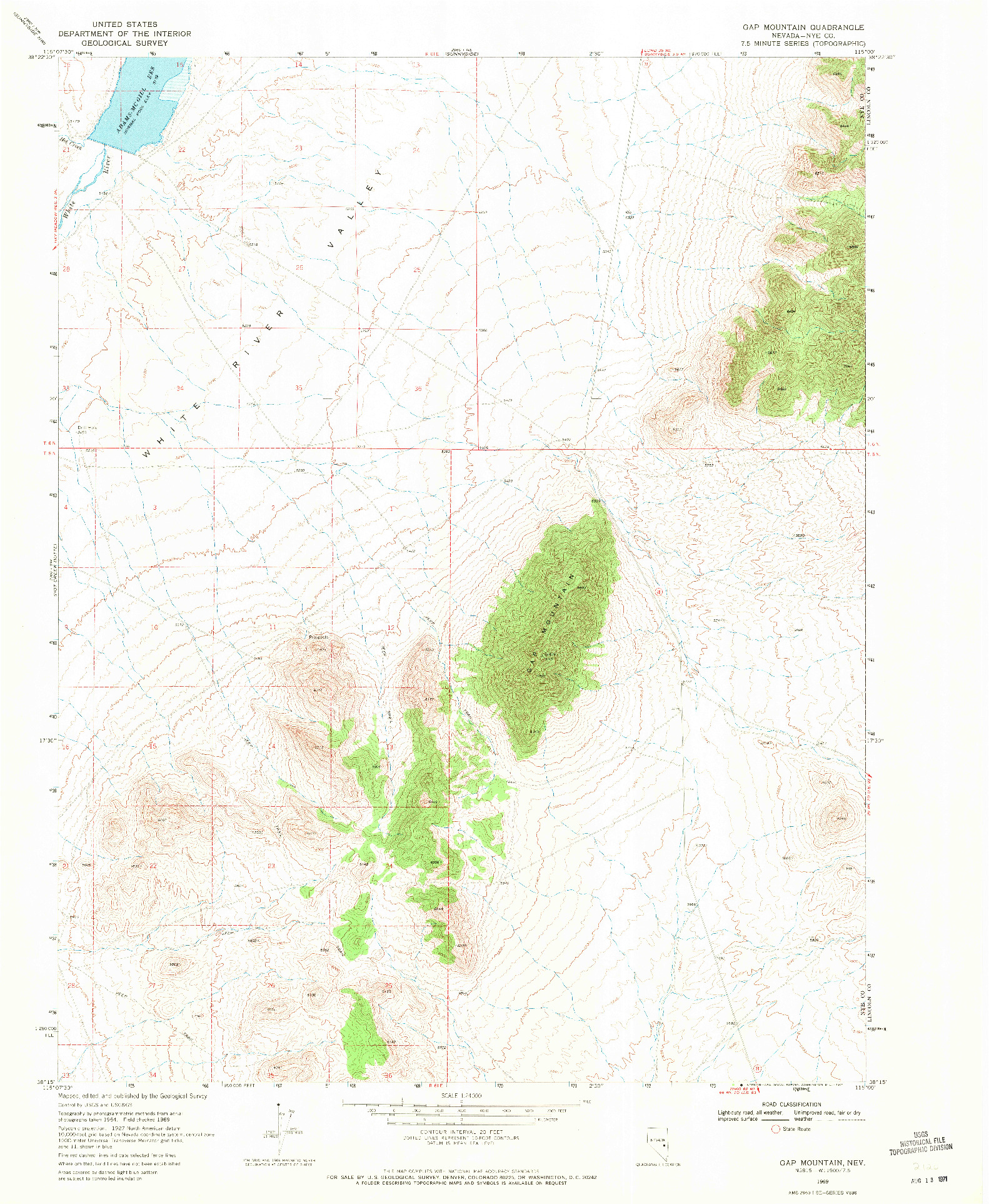 USGS 1:24000-SCALE QUADRANGLE FOR GAP MOUNTAIN, NV 1969