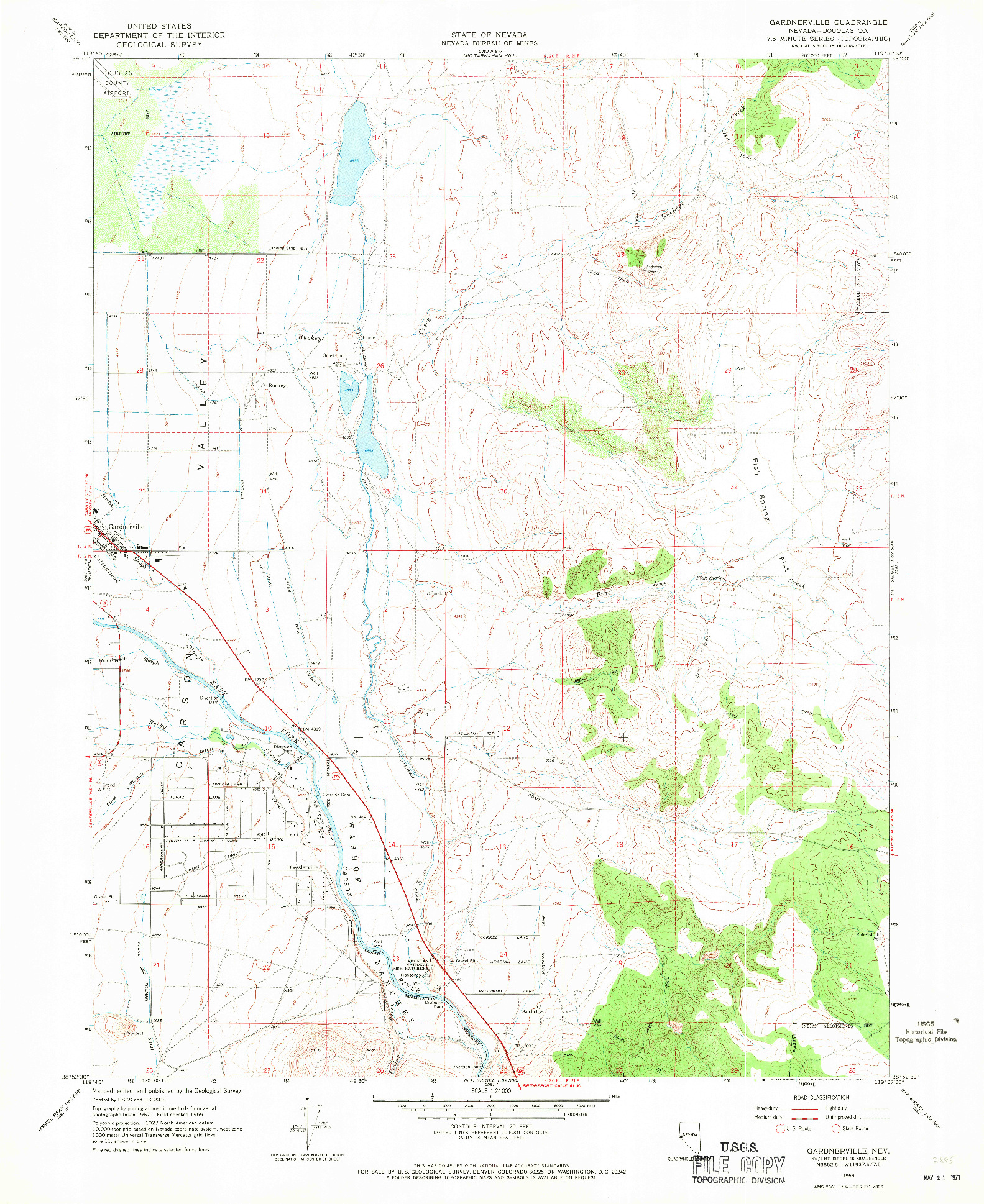 USGS 1:24000-SCALE QUADRANGLE FOR GARDNERVILLE, NV 1969