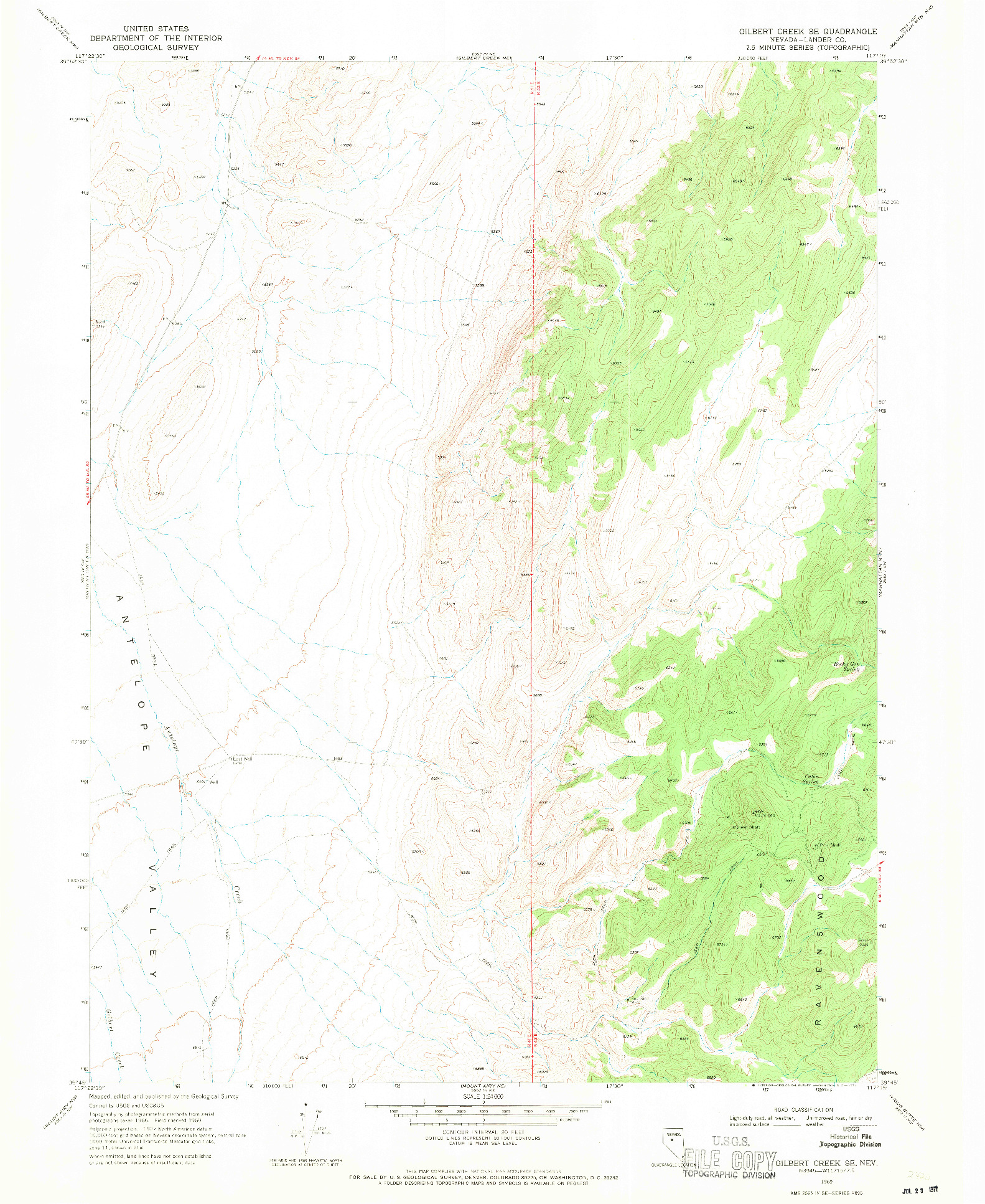 USGS 1:24000-SCALE QUADRANGLE FOR GILBERT CREEK SE, NV 1969