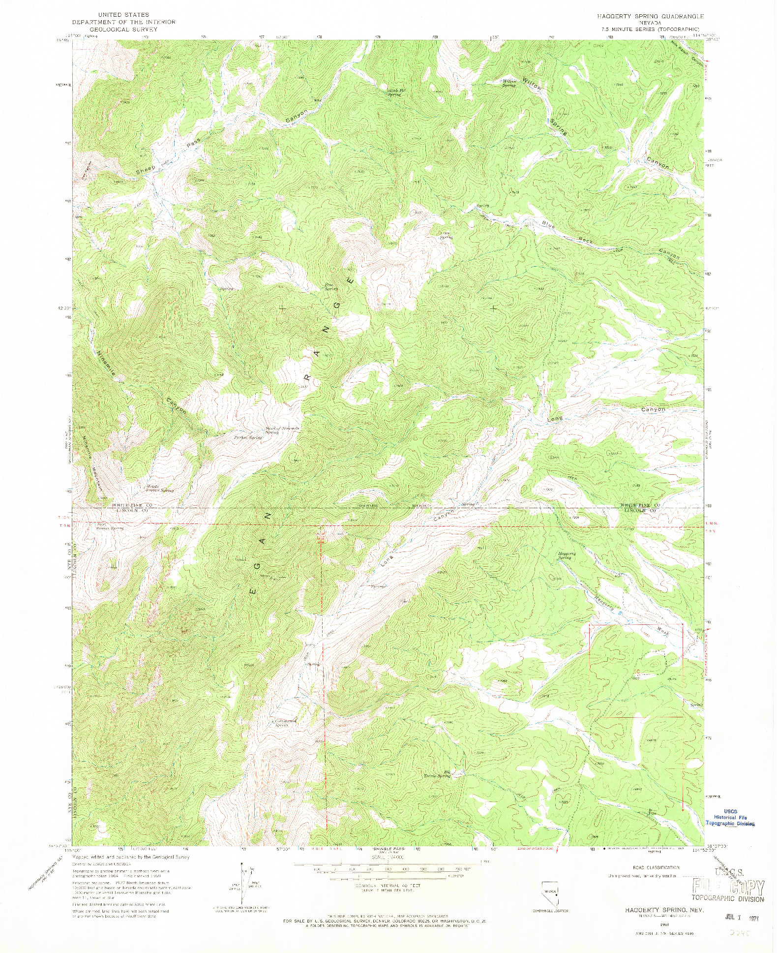 USGS 1:24000-SCALE QUADRANGLE FOR HAGGERTY SPRING, NV 1969