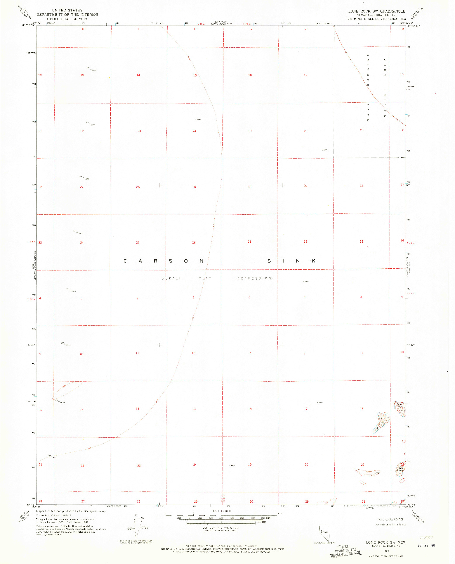 USGS 1:24000-SCALE QUADRANGLE FOR LONE ROCK SW, NV 1969