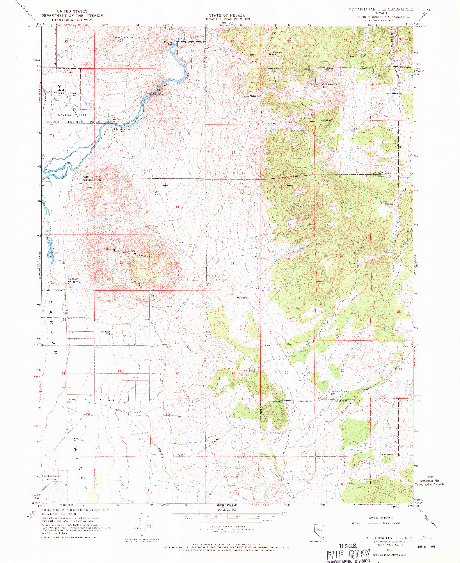 USGS 1:24000-SCALE QUADRANGLE FOR MCTARNAHAN HILL, NV 1968