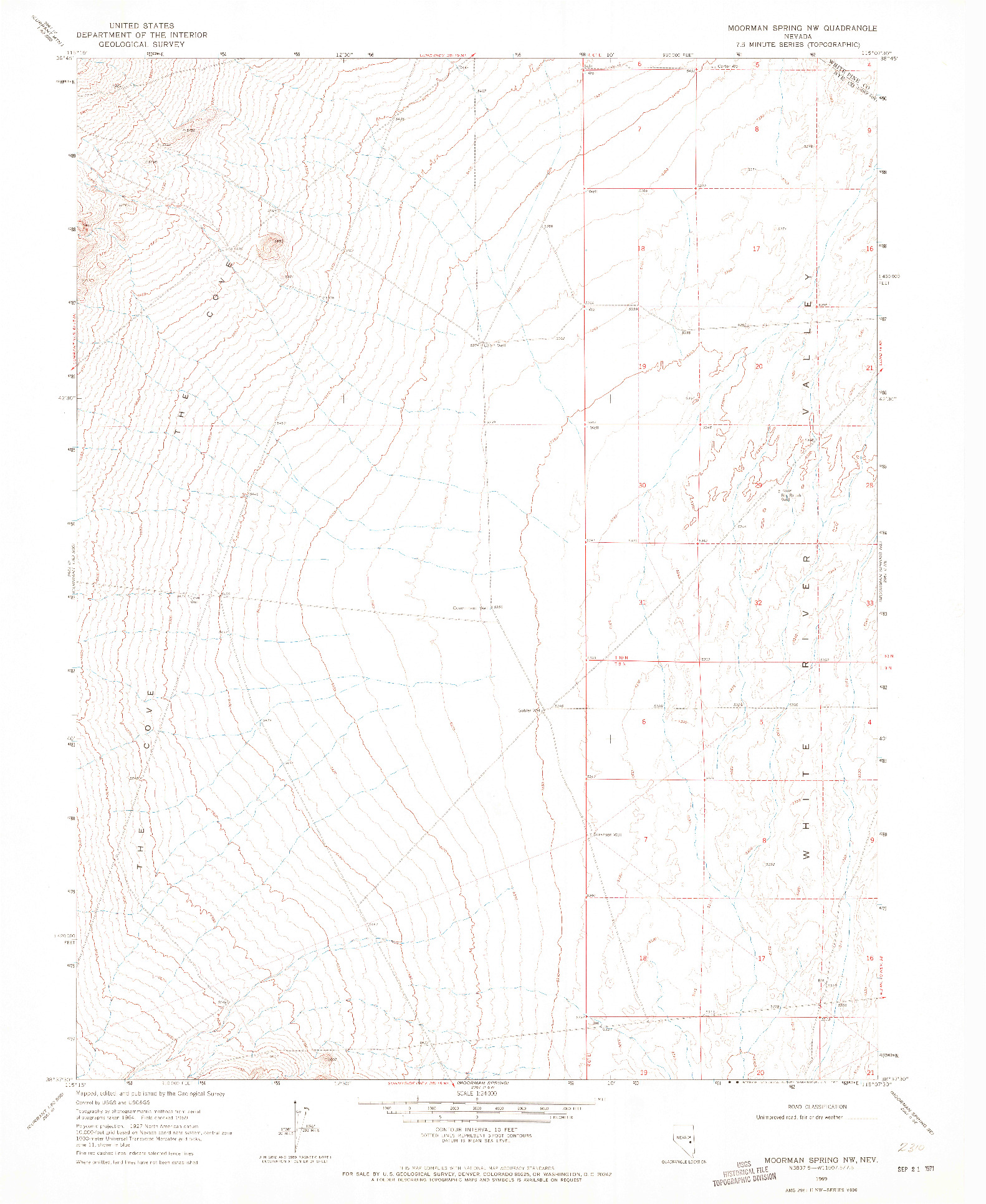 USGS 1:24000-SCALE QUADRANGLE FOR MOORMAN SPRING NW, NV 1969