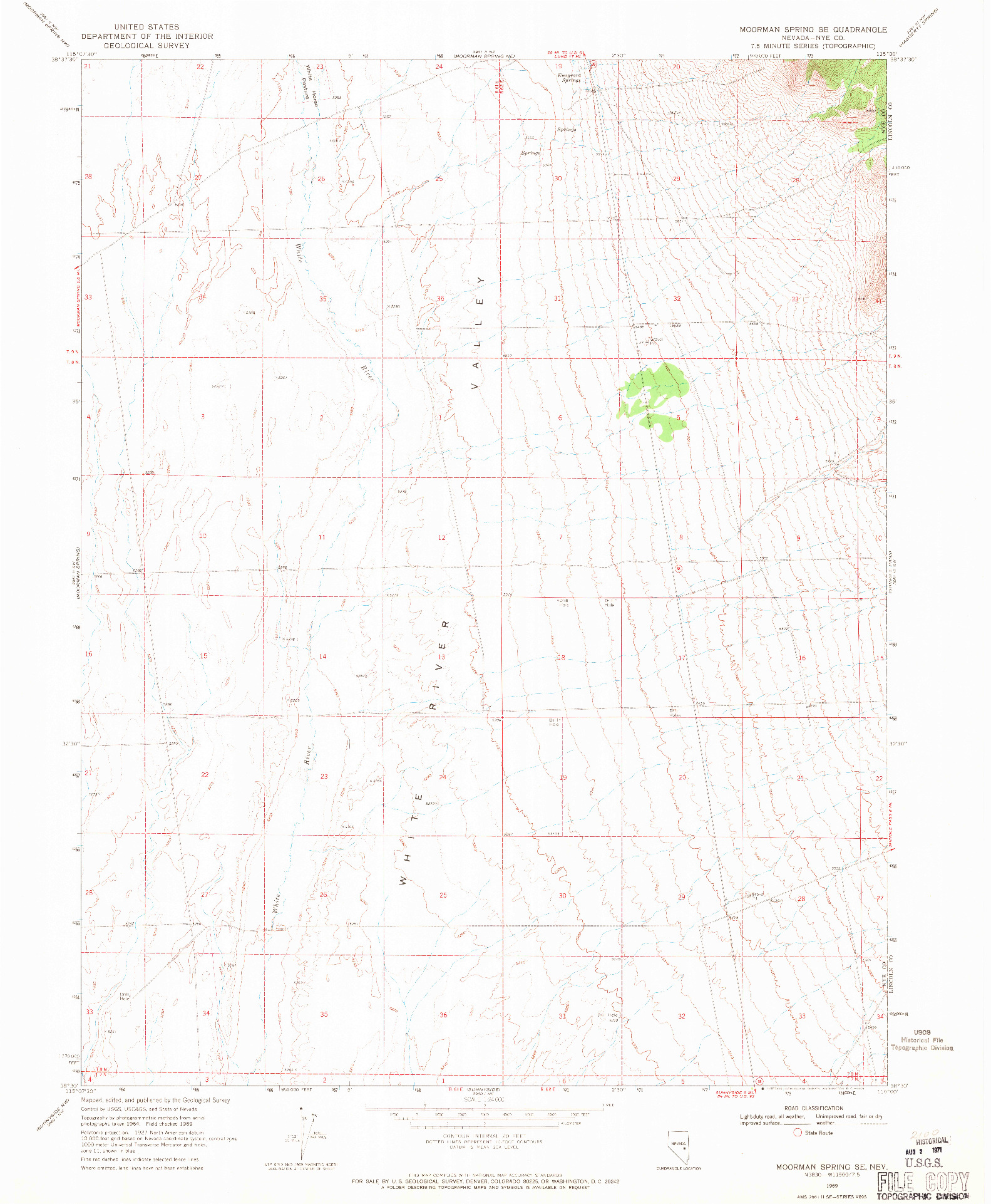 USGS 1:24000-SCALE QUADRANGLE FOR MOORMAN SPRING SE, NV 1969