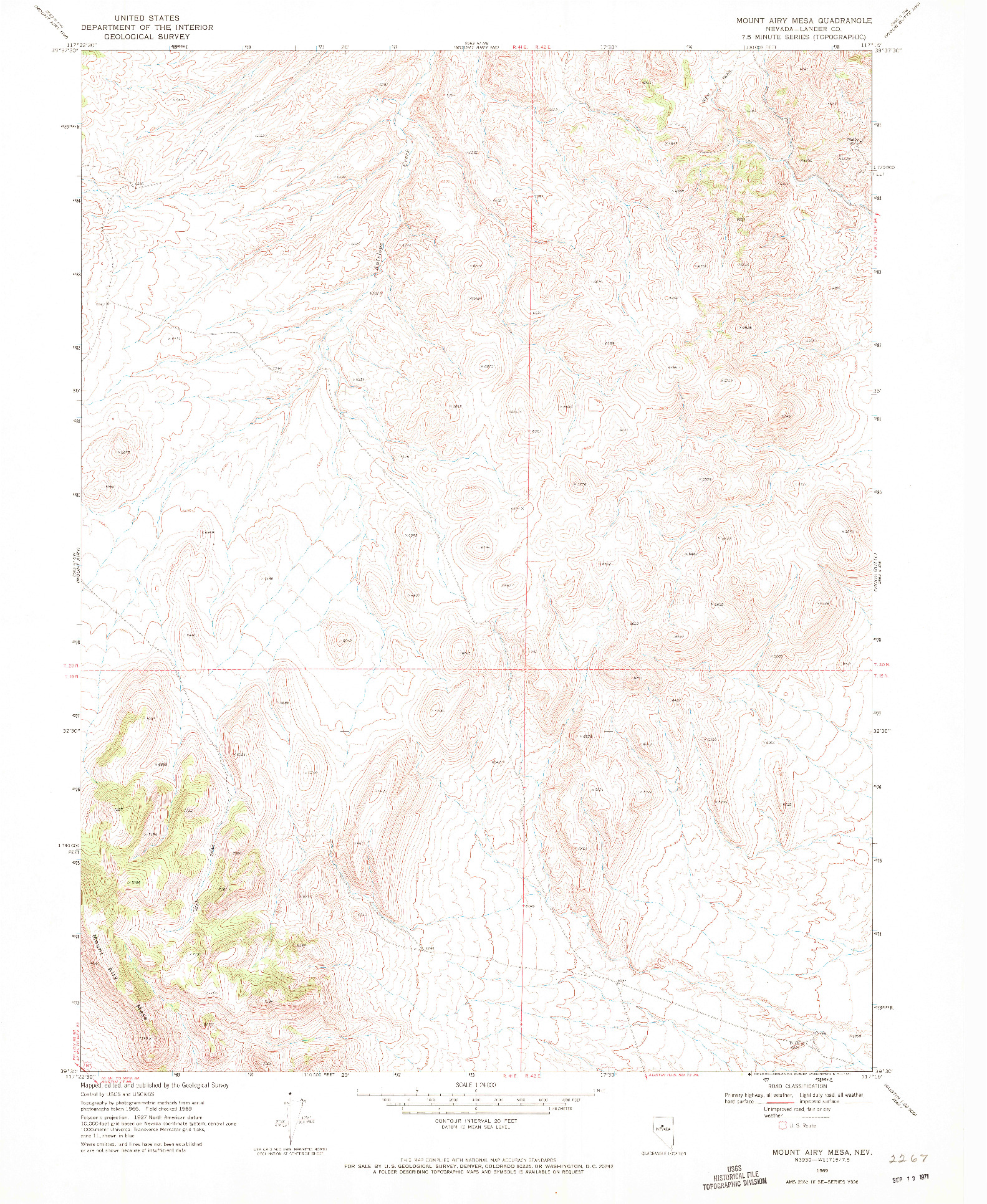 USGS 1:24000-SCALE QUADRANGLE FOR MOUNT AIRY MESA, NV 1969