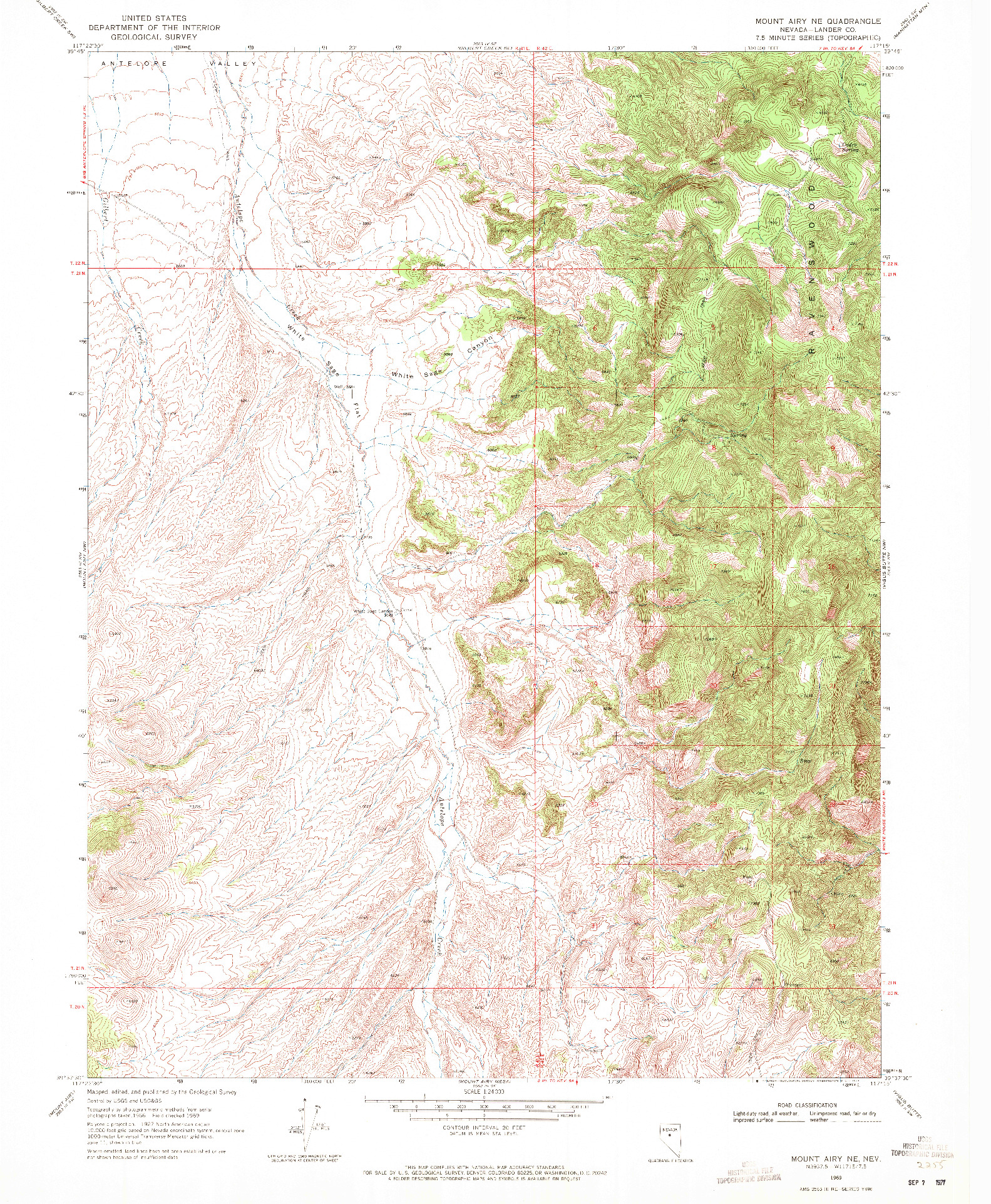 USGS 1:24000-SCALE QUADRANGLE FOR MOUNT AIRY NE, NV 1969