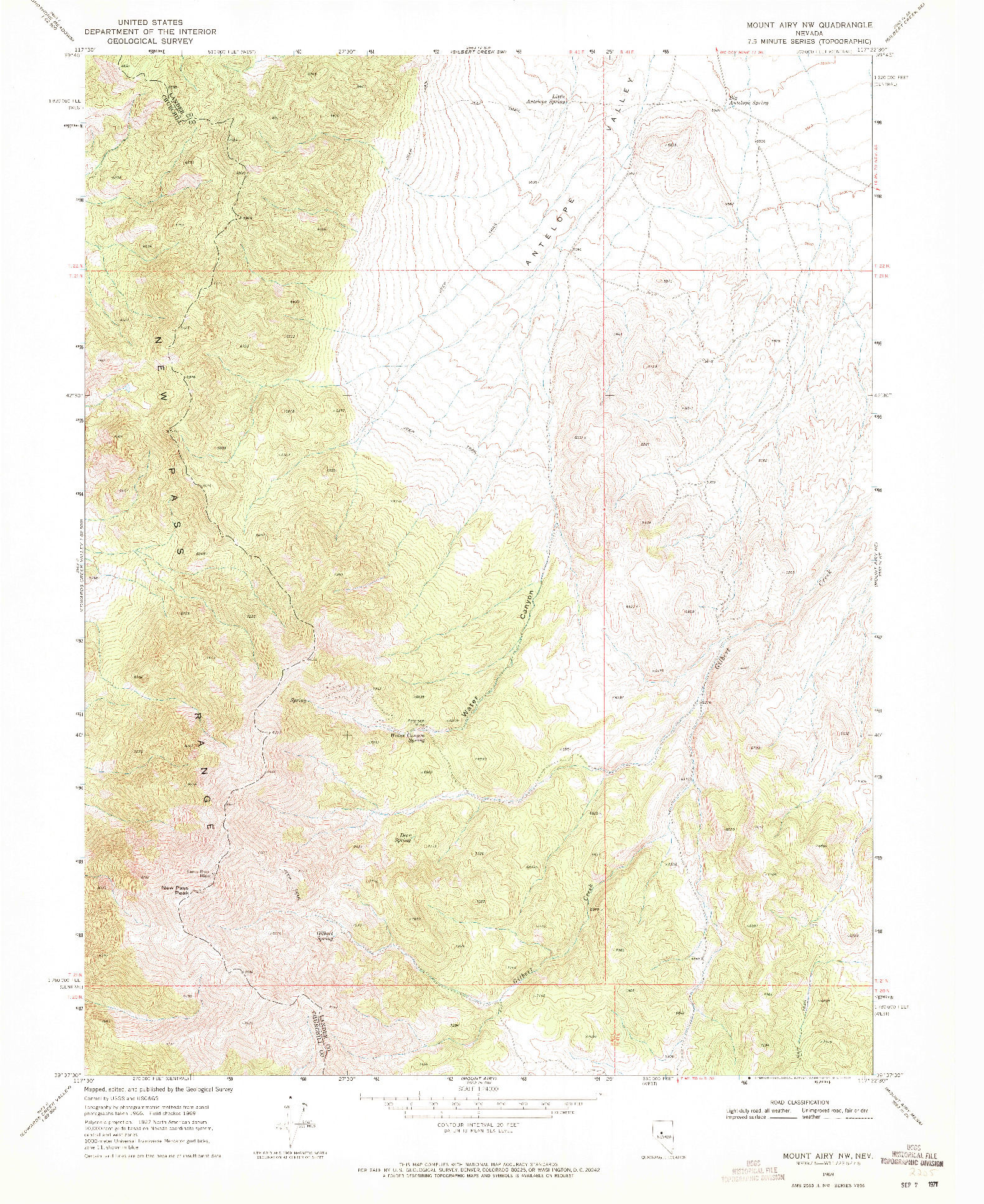 USGS 1:24000-SCALE QUADRANGLE FOR MOUNT AIRY NW, NV 1969