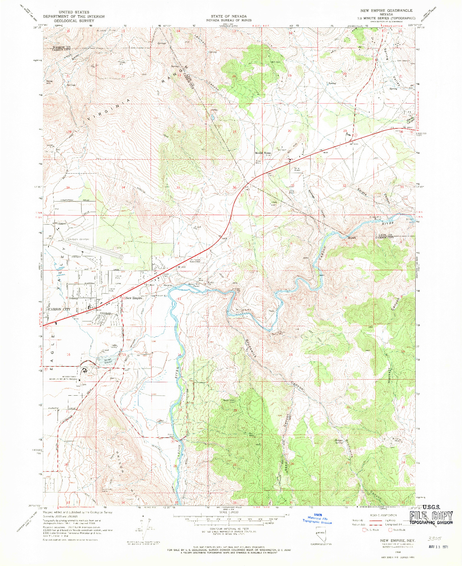 USGS 1:24000-SCALE QUADRANGLE FOR NEW EMPIRE, NV 1968