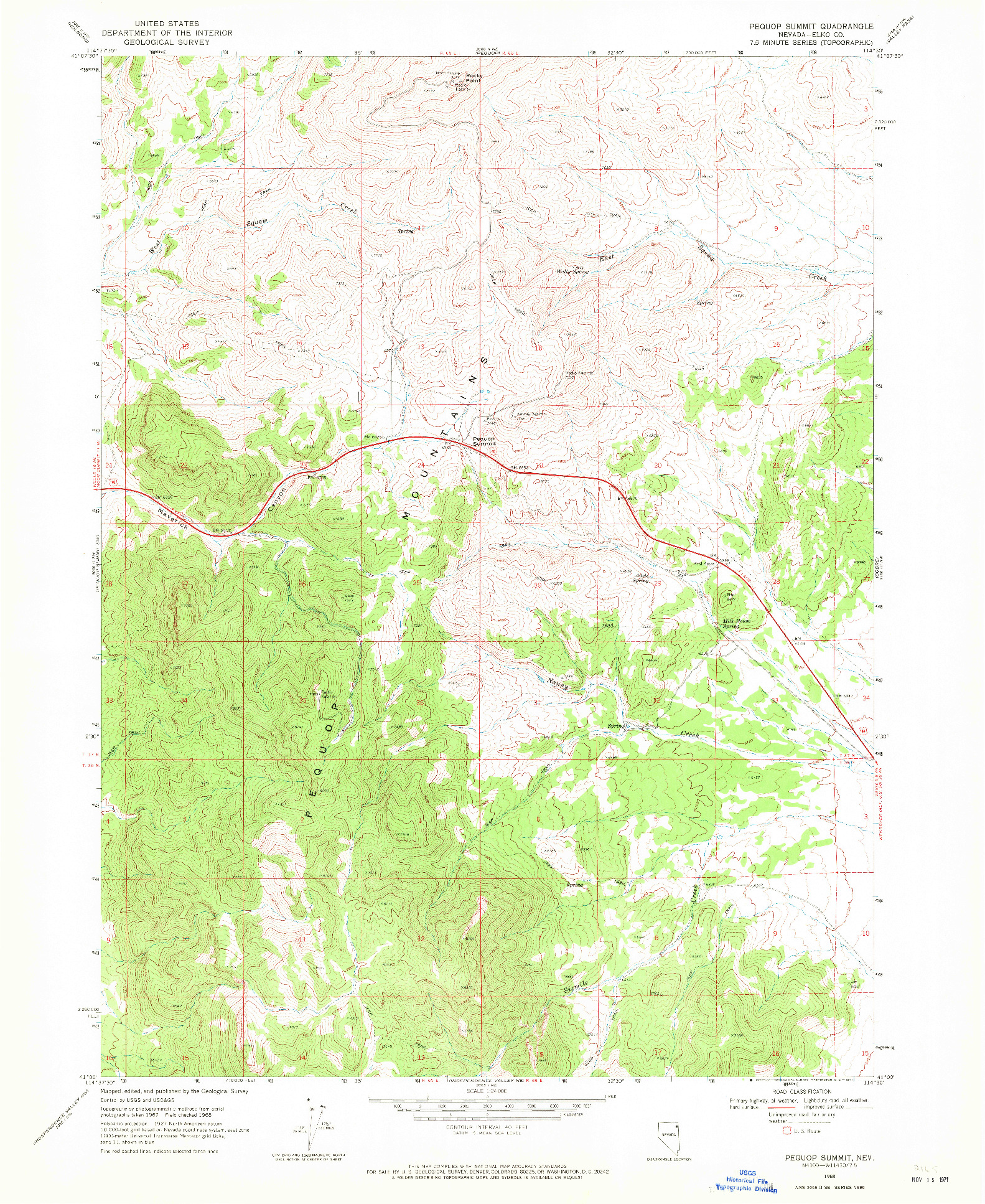 USGS 1:24000-SCALE QUADRANGLE FOR PEQUOP SUMMIT, NV 1968