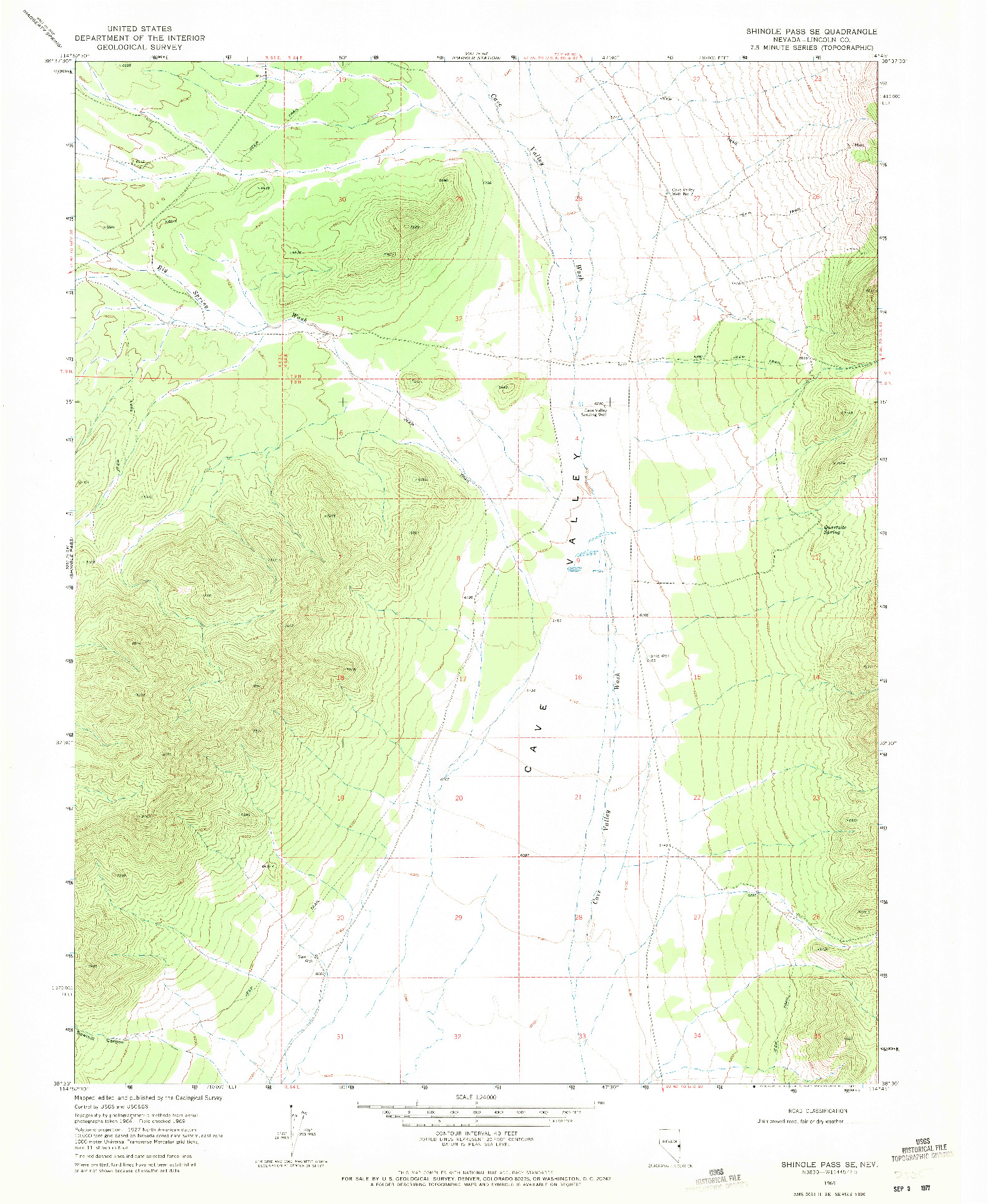 USGS 1:24000-SCALE QUADRANGLE FOR SHINGLE PASS SE, NV 1969