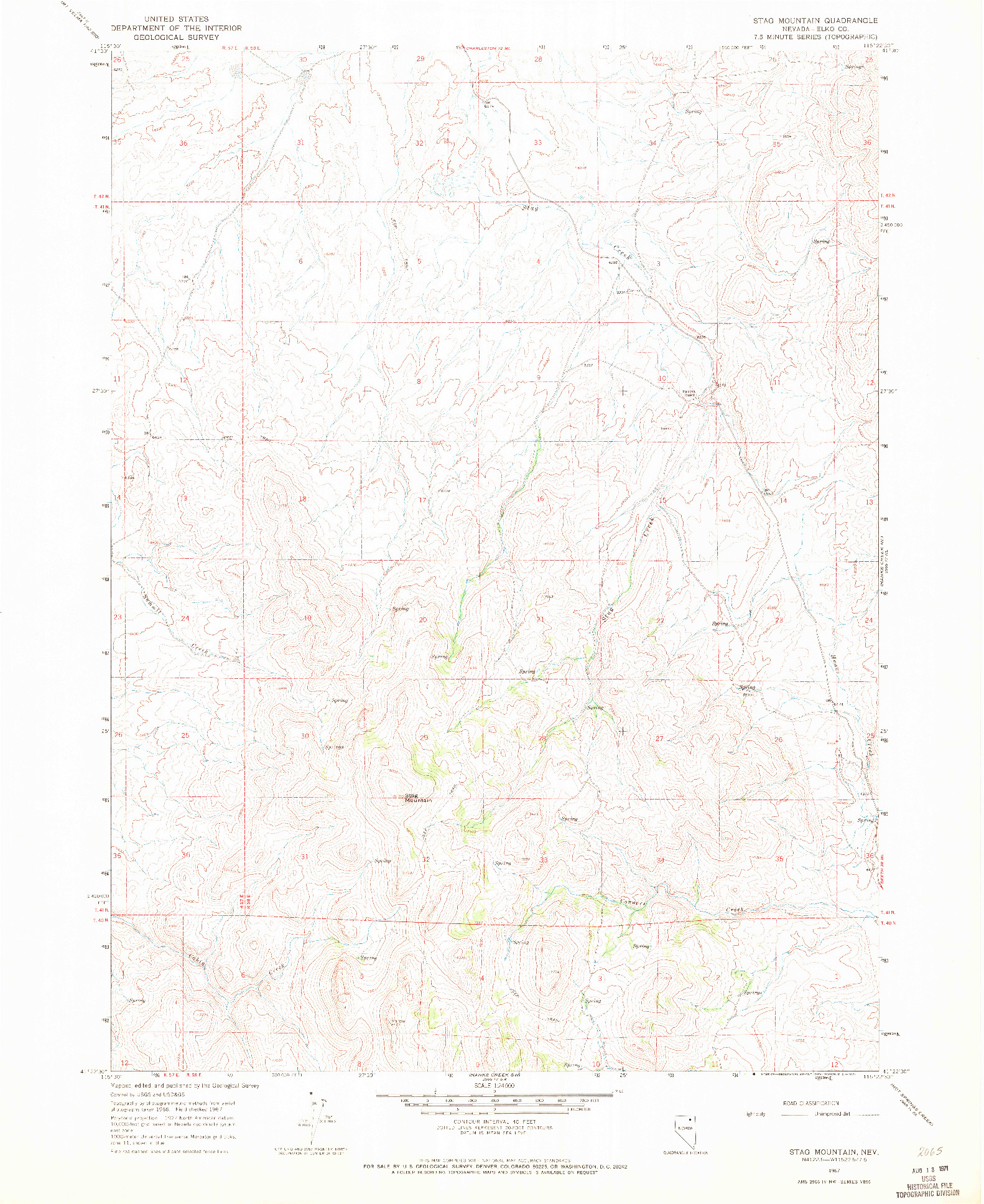 USGS 1:24000-SCALE QUADRANGLE FOR STAG MOUNTAIN, NV 1967