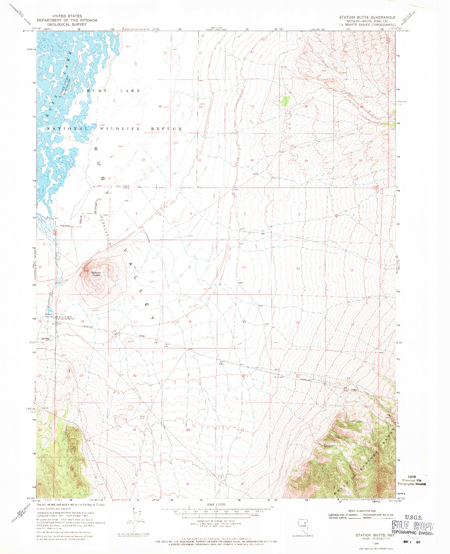 USGS 1:24000-SCALE QUADRANGLE FOR STATION BUTTE, NV 1969