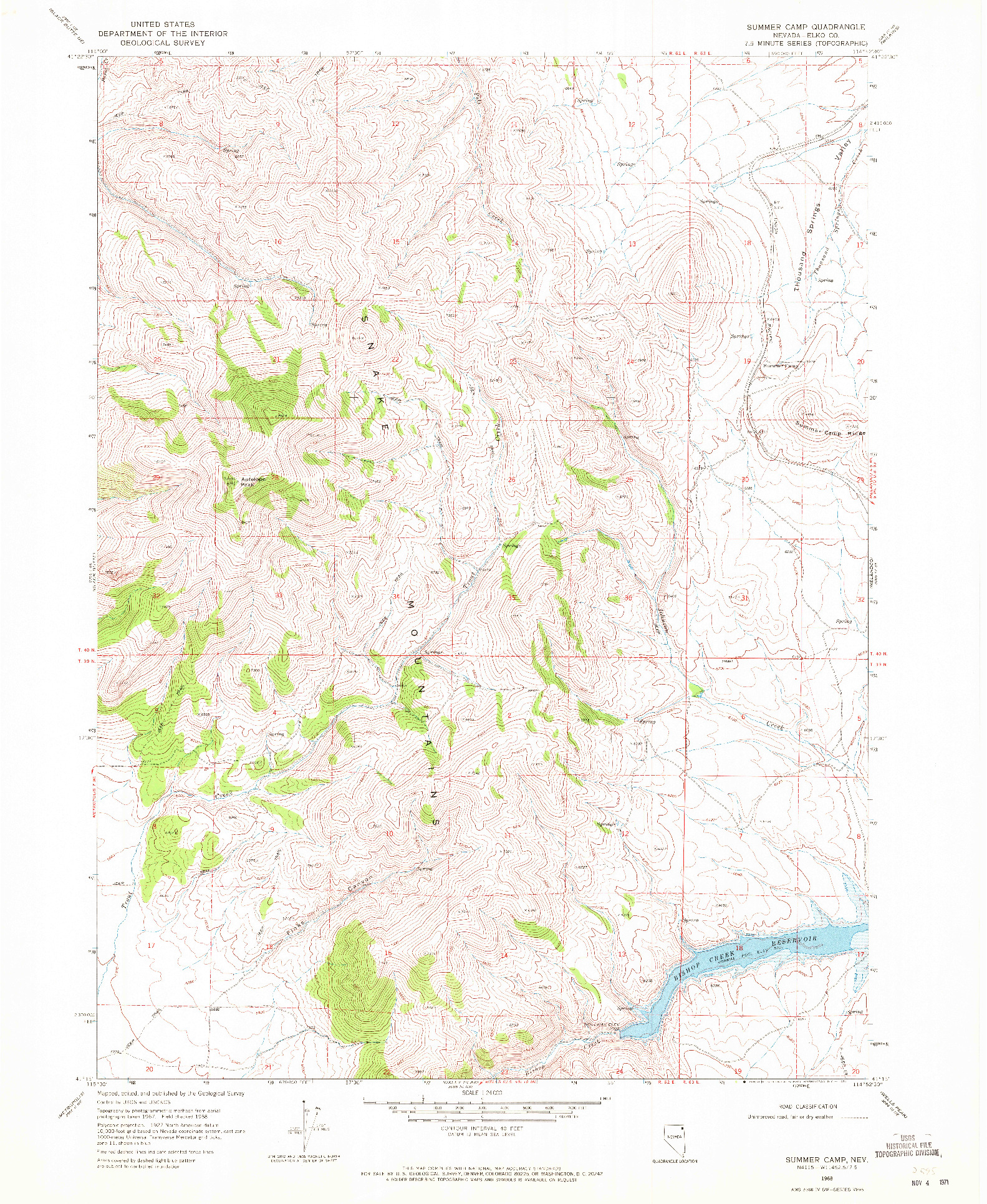 USGS 1:24000-SCALE QUADRANGLE FOR SUMMER CAMP, NV 1968