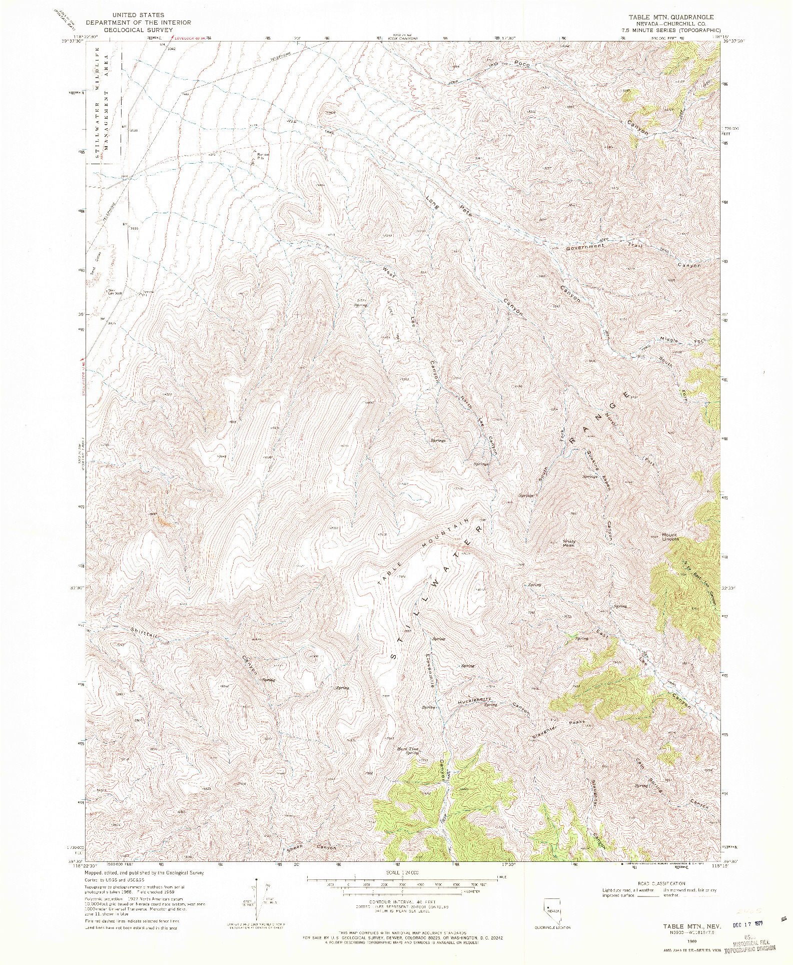 USGS 1:24000-SCALE QUADRANGLE FOR TABLE MTN, NV 1969