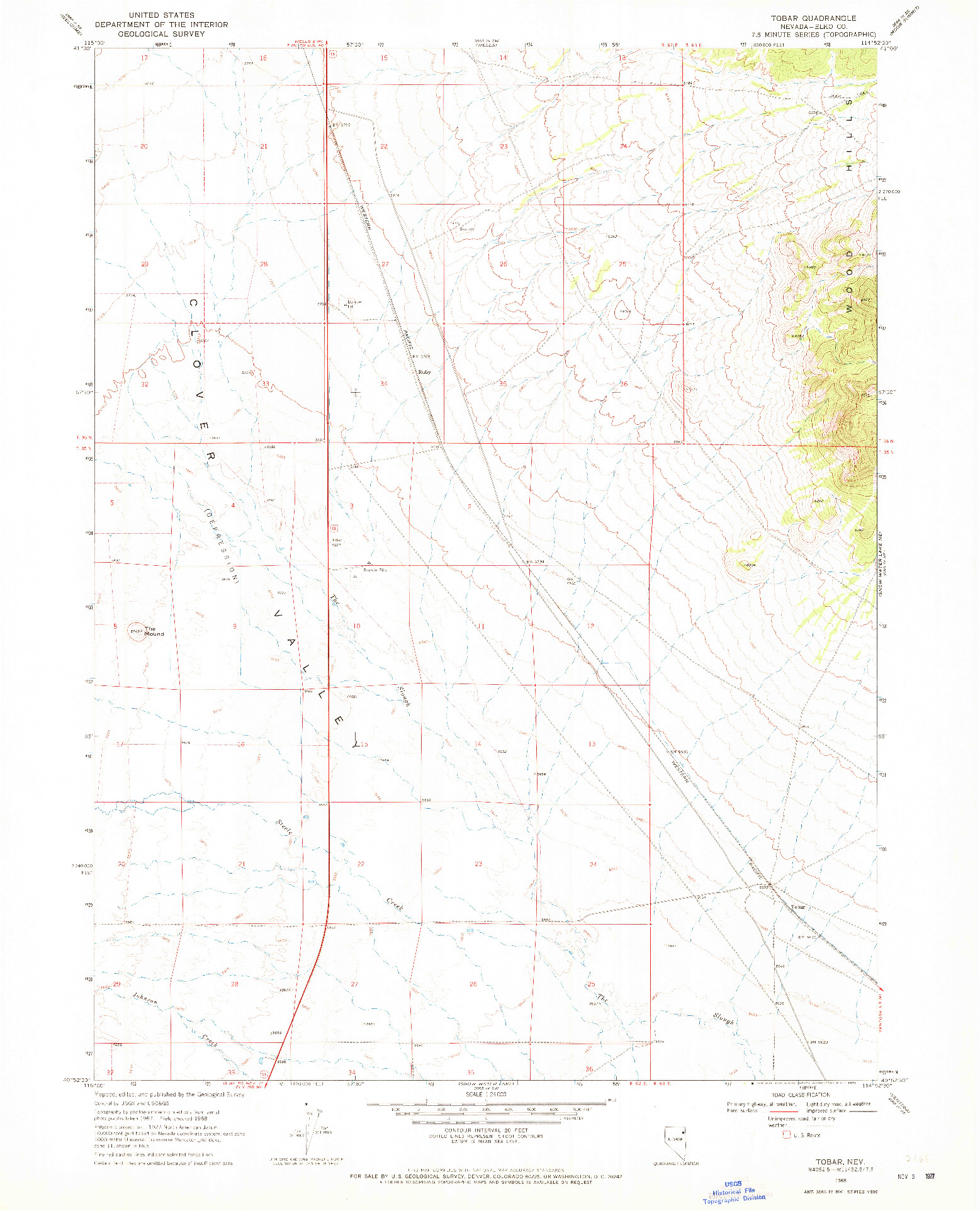 USGS 1:24000-SCALE QUADRANGLE FOR TOBAR, NV 1968