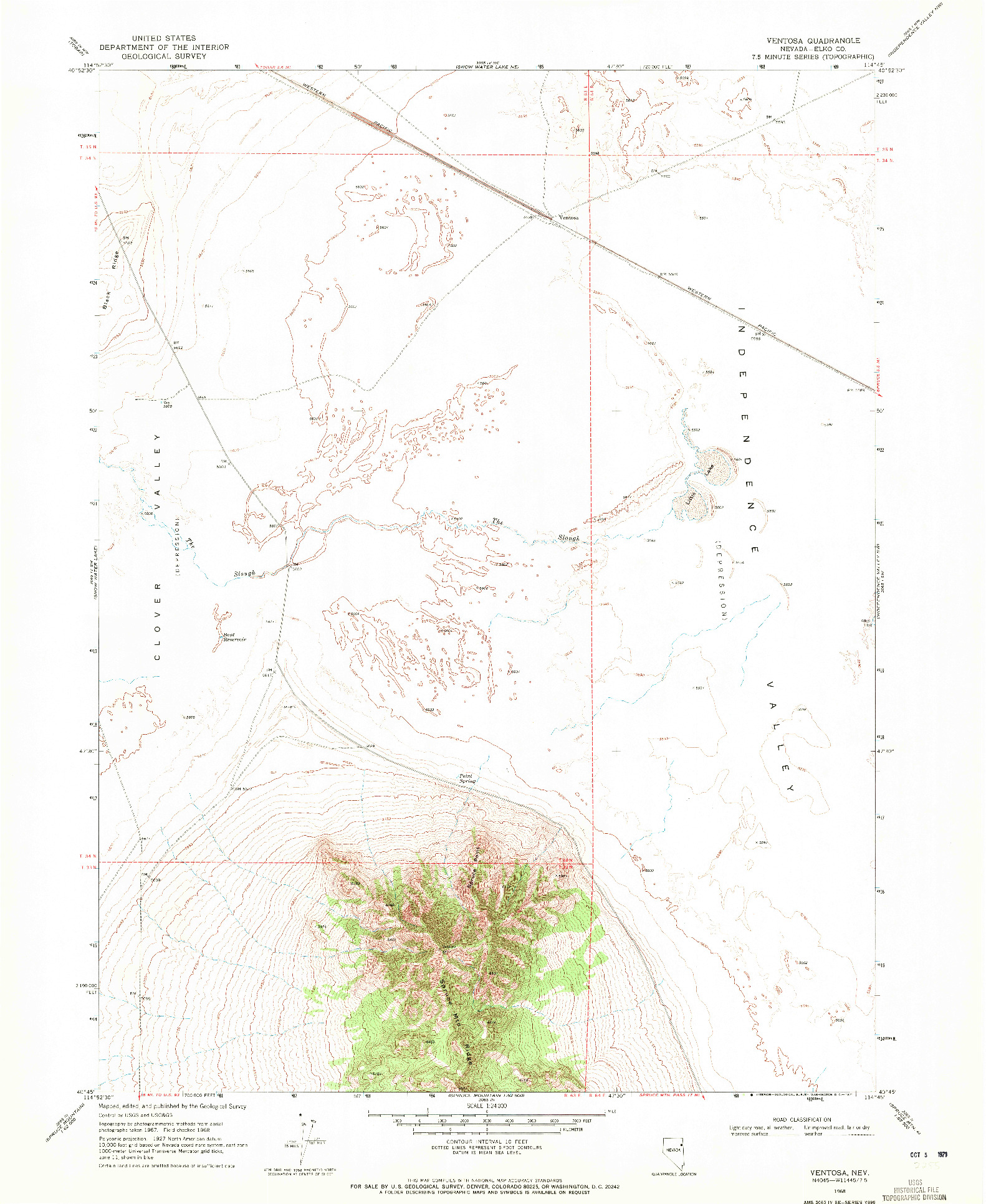 USGS 1:24000-SCALE QUADRANGLE FOR VENTOSA, NV 1968