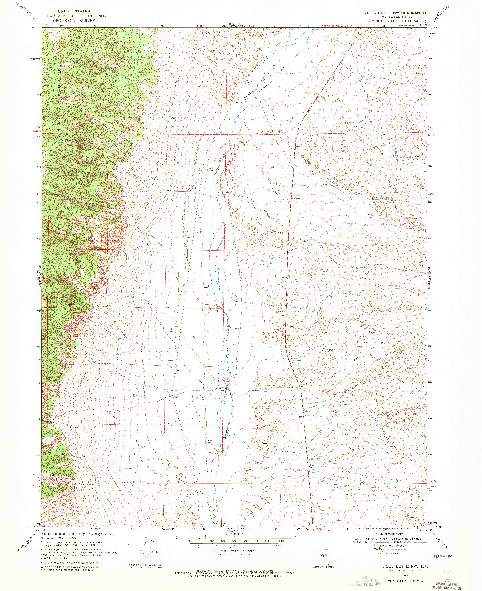 USGS 1:24000-SCALE QUADRANGLE FOR VIGUS BUTTE NW, NV 1969