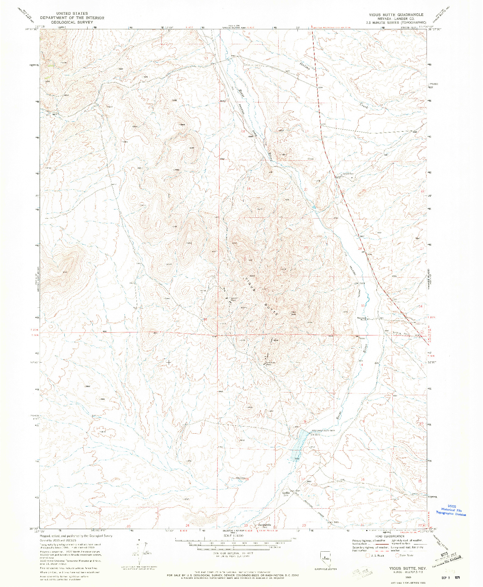 USGS 1:24000-SCALE QUADRANGLE FOR VIGUS BUTTE, NV 1969