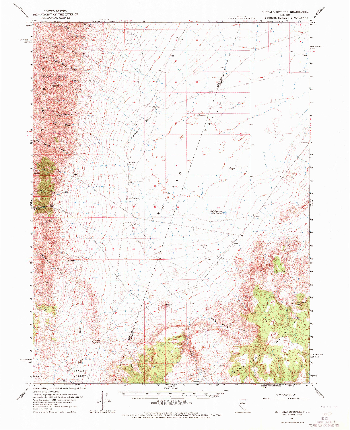 USGS 1:62500-SCALE QUADRANGLE FOR BUFFALO SPRINGS, NV 1962