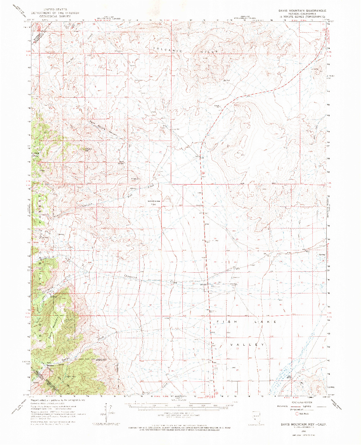 USGS 1:62500-SCALE QUADRANGLE FOR DAVIS MOUNTAIN, NV 1963