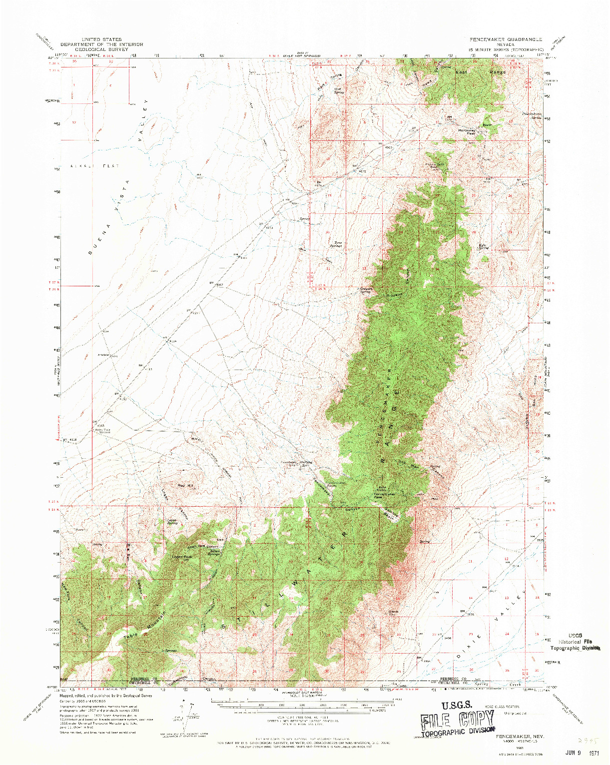 USGS 1:62500-SCALE QUADRANGLE FOR FENCEMAKER, NV 1961