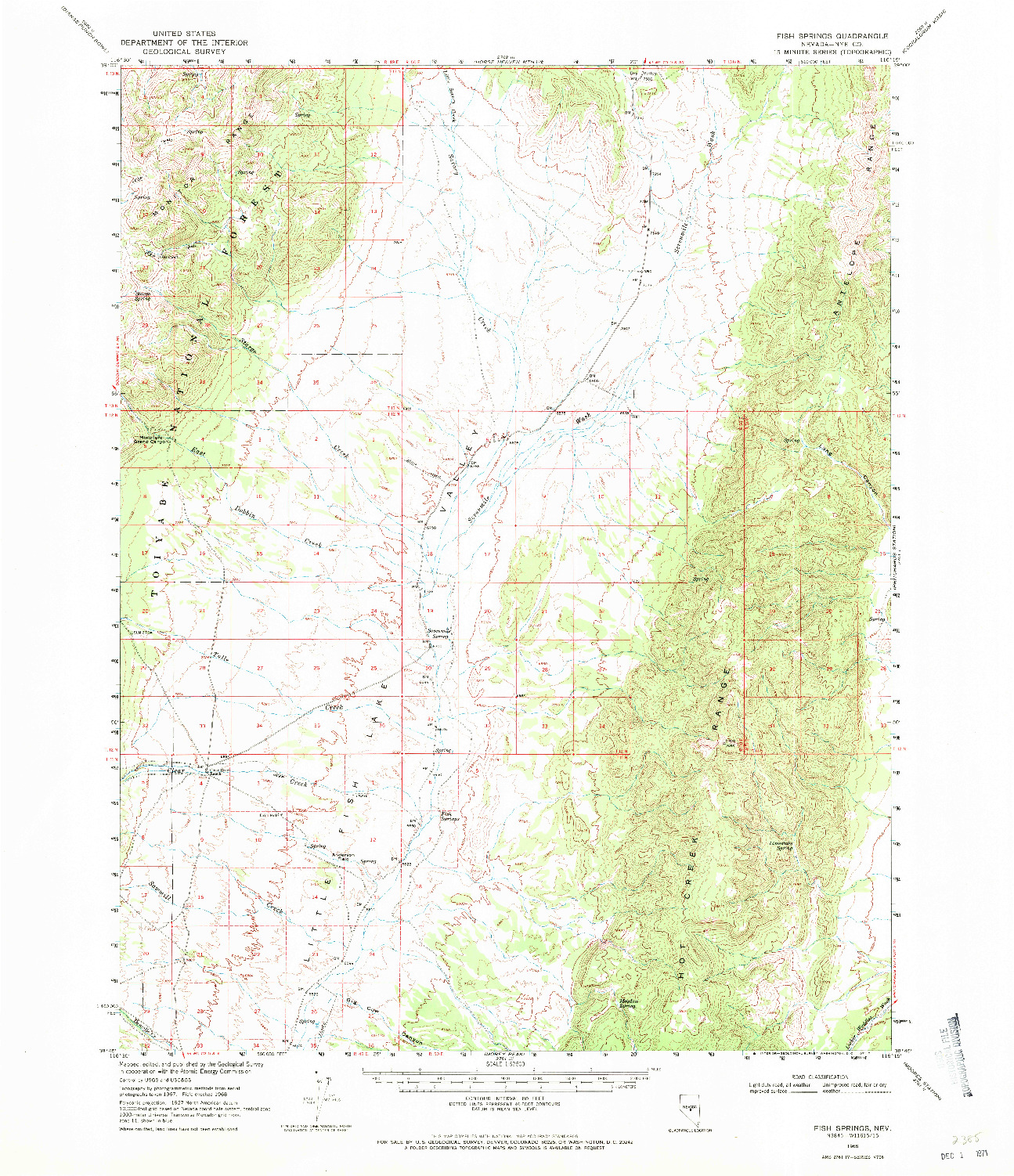 USGS 1:62500-SCALE QUADRANGLE FOR FISH SPRINGS, NV 1968