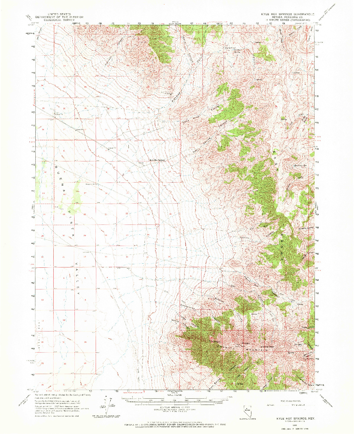 USGS 1:62500-SCALE QUADRANGLE FOR KYLE HOT SPRINGS, NV 1961
