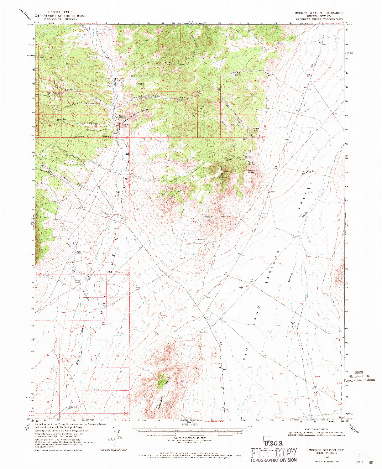 USGS 1:62500-SCALE QUADRANGLE FOR MOORES STATION, NV 1967