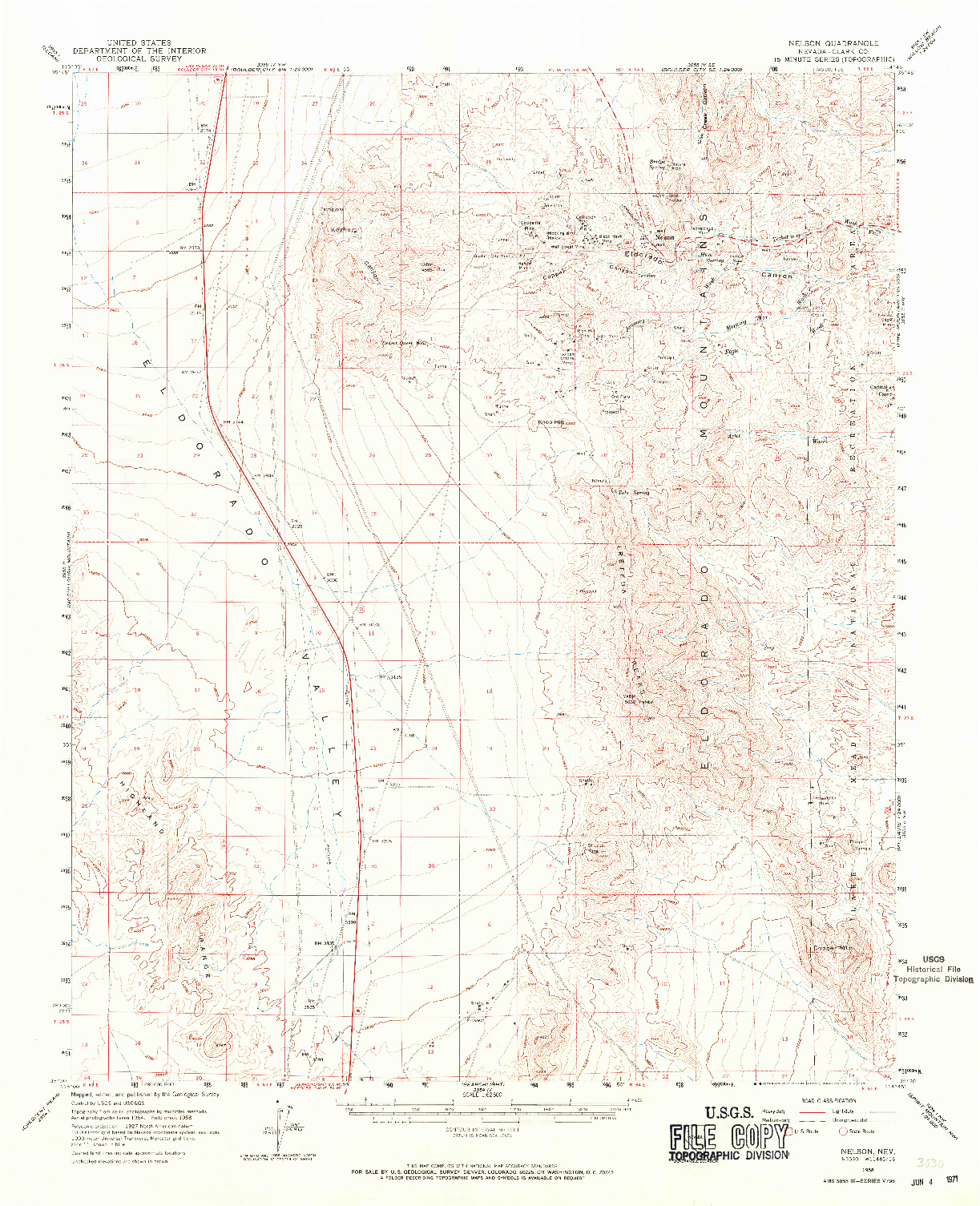 USGS 1:62500-SCALE QUADRANGLE FOR NELSON, NV 1958