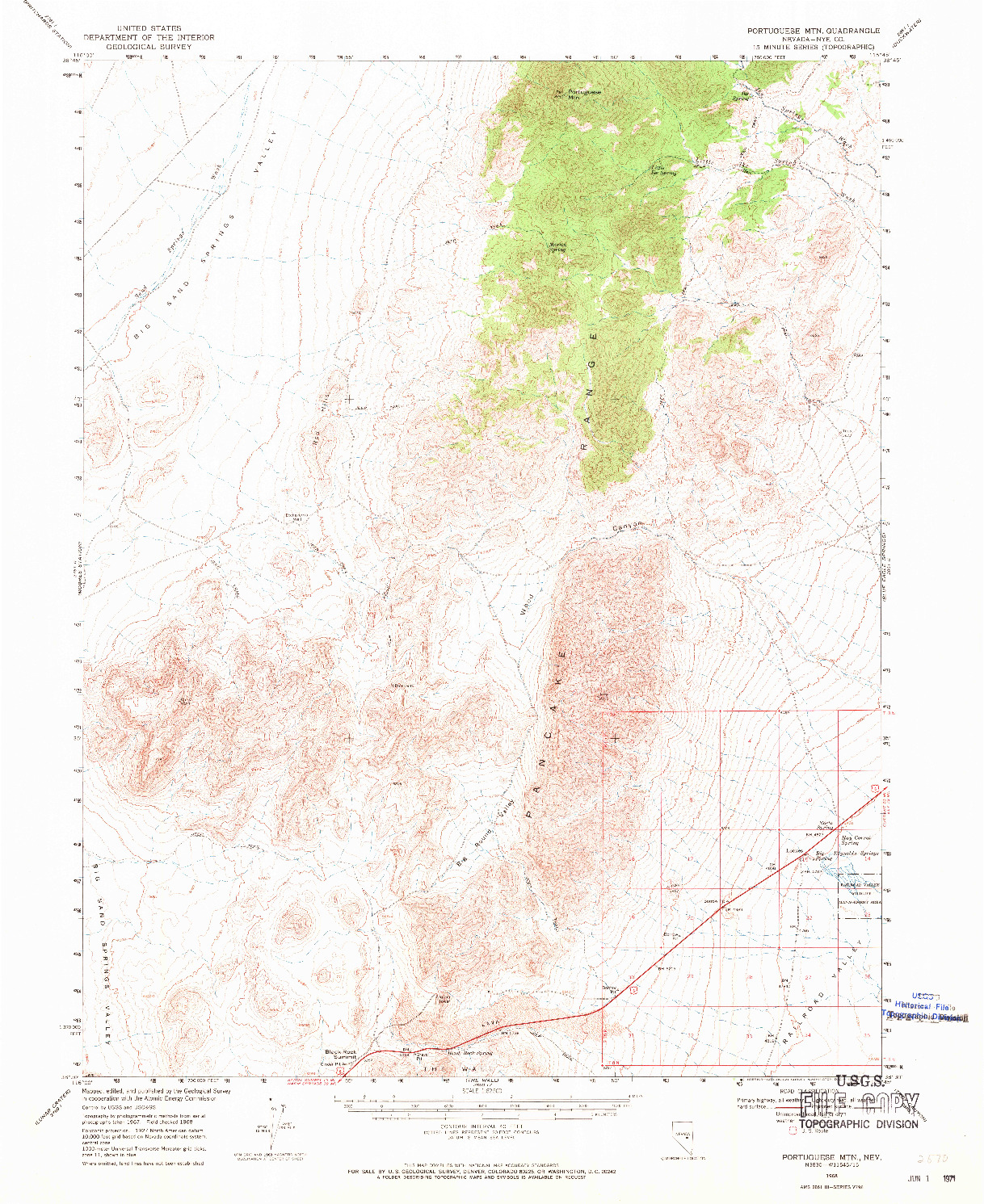 USGS 1:62500-SCALE QUADRANGLE FOR PORTUGUESE MTN, NV 1968