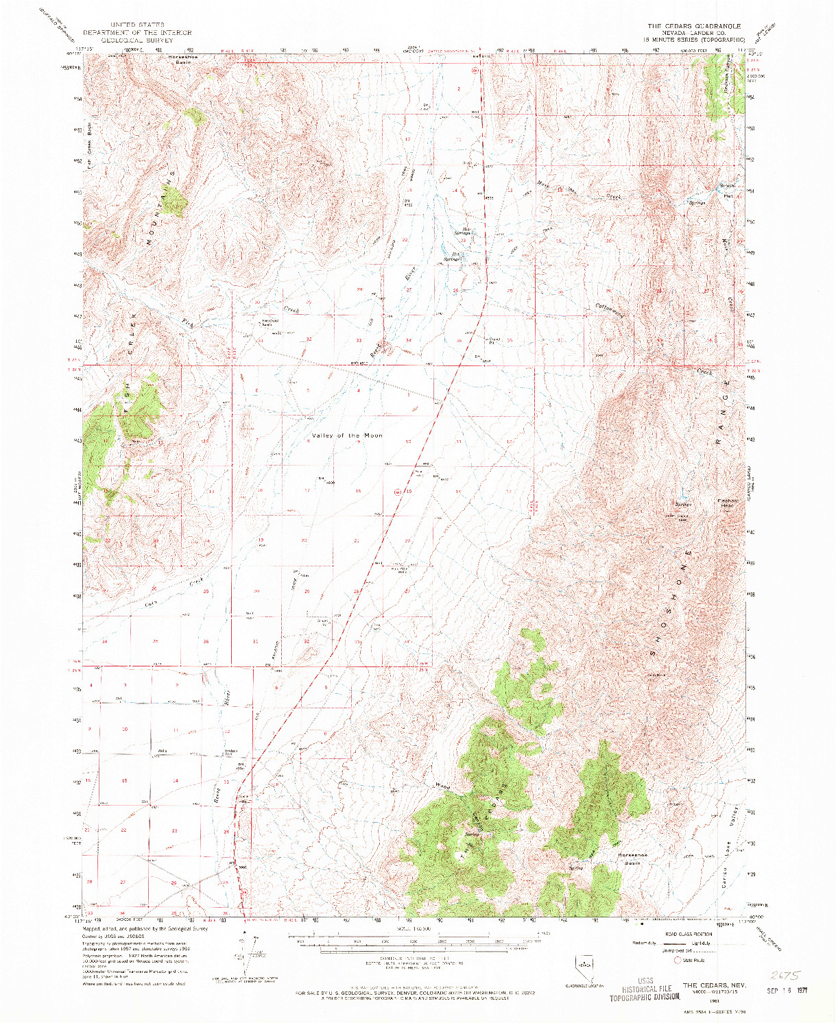 USGS 1:62500-SCALE QUADRANGLE FOR THE CEDARS, NV 1961