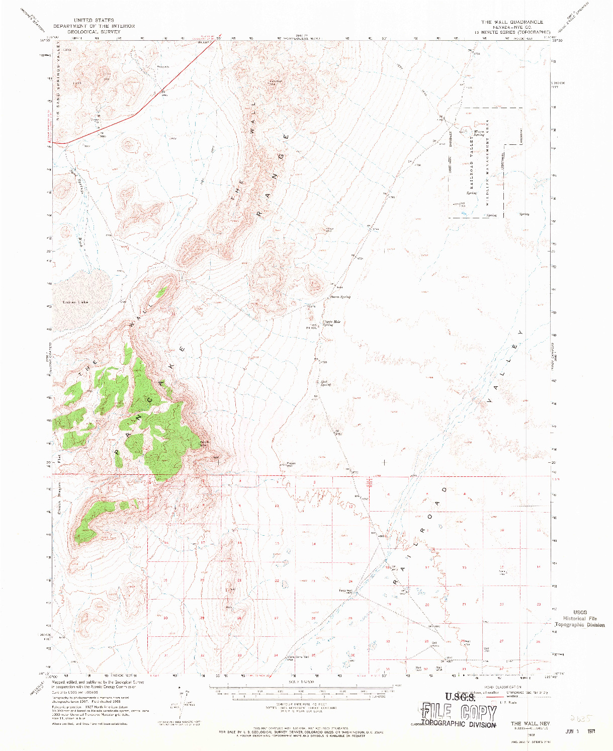 USGS 1:62500-SCALE QUADRANGLE FOR THE WALL, NV 1968