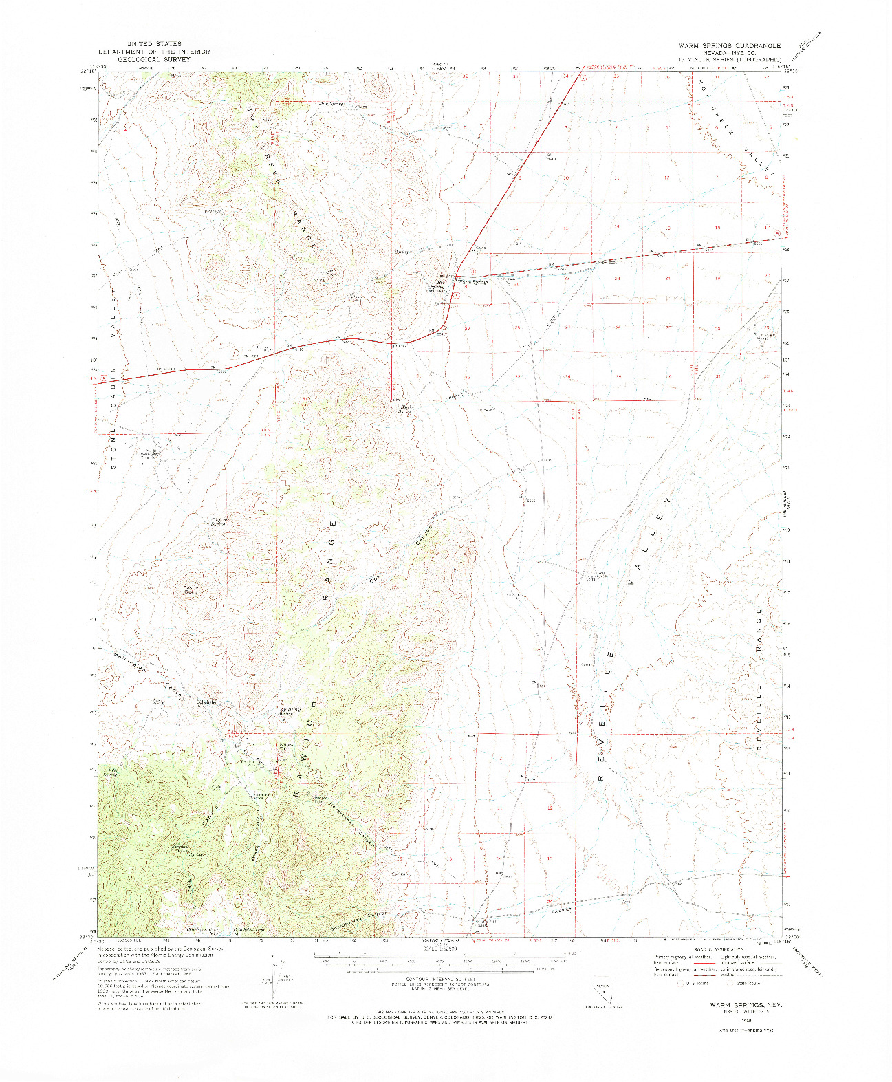 USGS 1:62500-SCALE QUADRANGLE FOR WARM SPRINGS, NV 1968