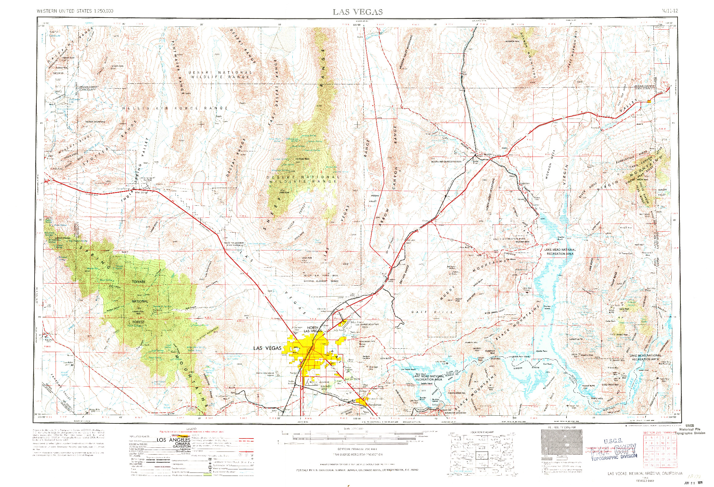 USGS 1:250000-SCALE QUADRANGLE FOR LAS VEGAS, NV 1954