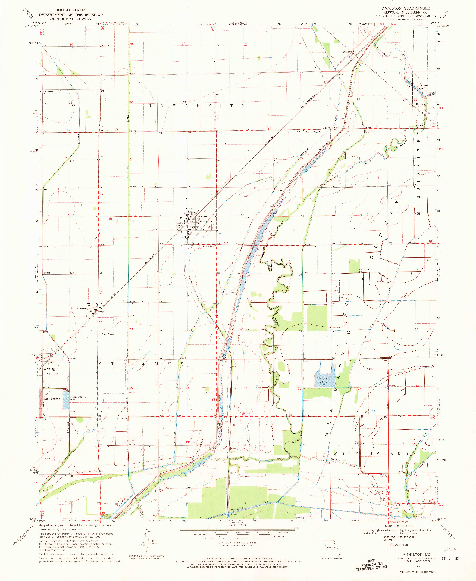 USGS 1:24000-SCALE QUADRANGLE FOR ANNISTON, MO 1969