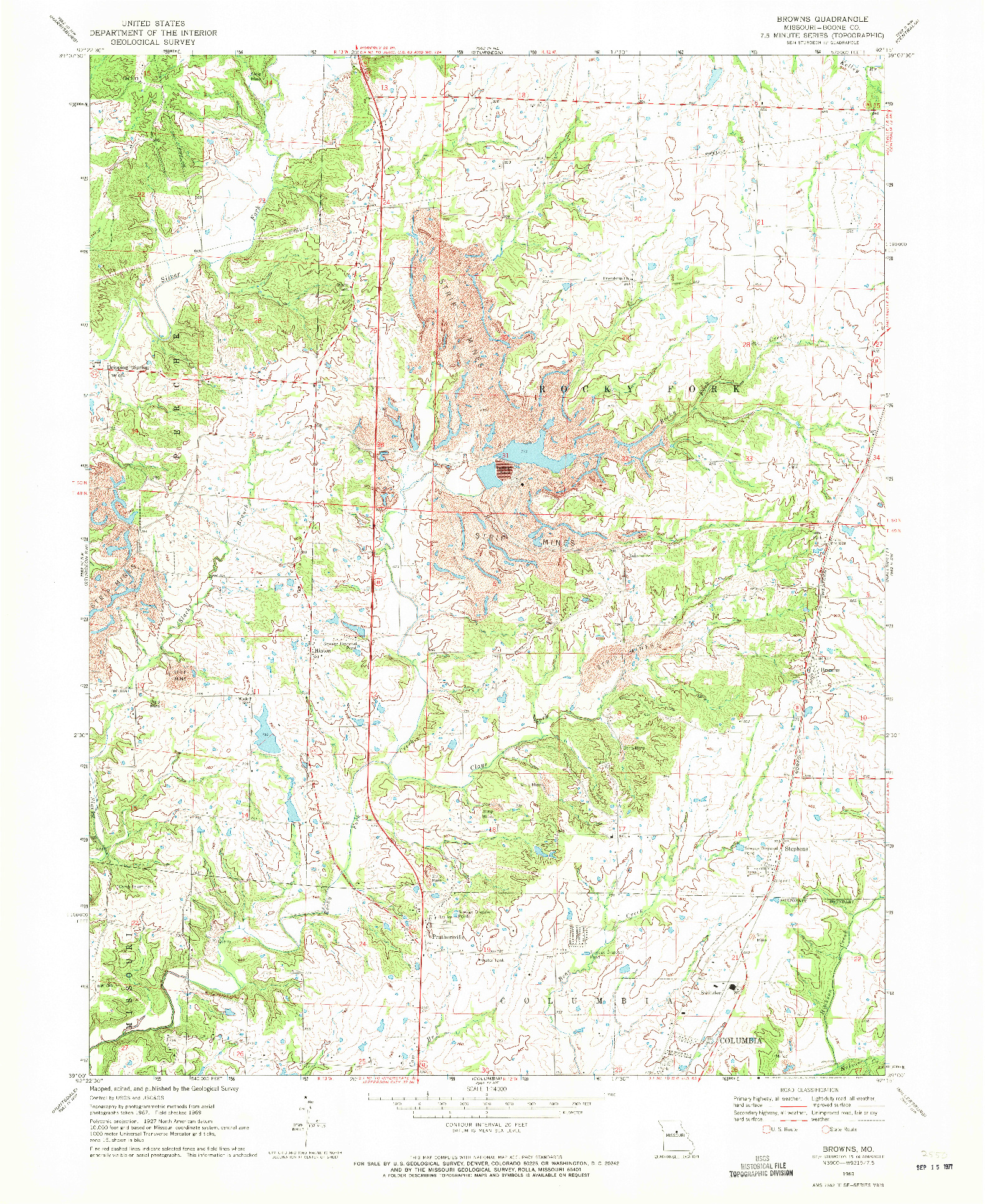 USGS 1:24000-SCALE QUADRANGLE FOR BROWNS, MO 1969