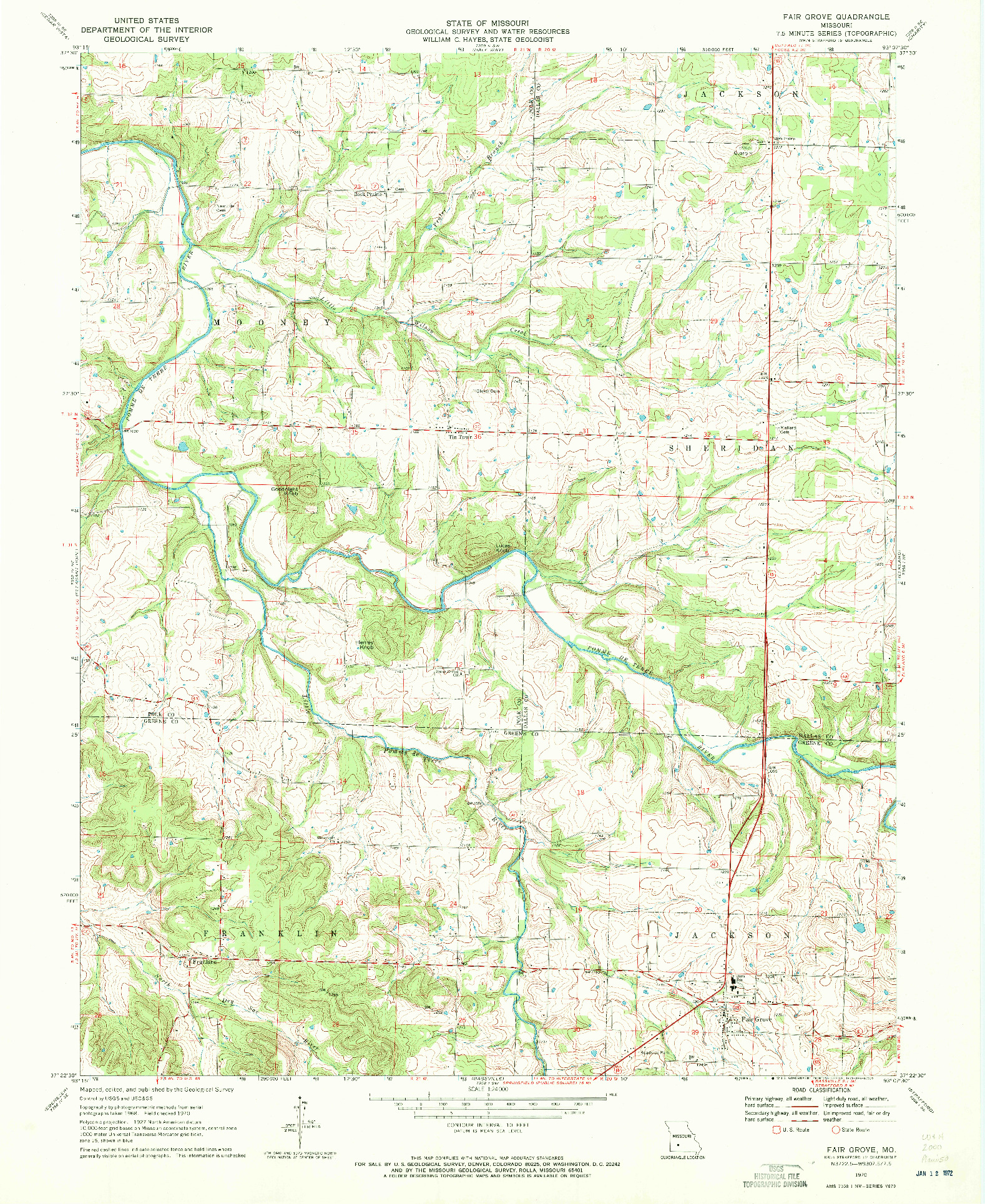 USGS 1:24000-SCALE QUADRANGLE FOR FAIR GROVE, MO 1970