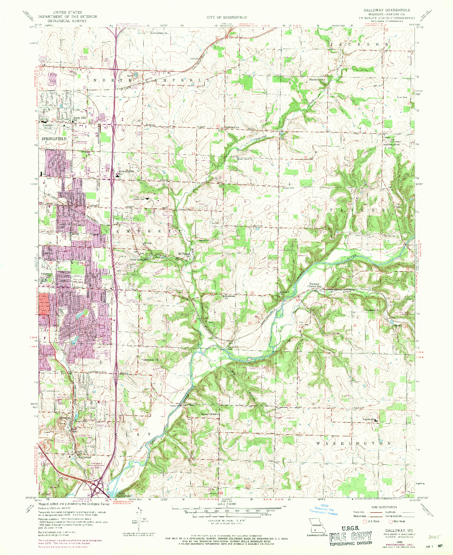 USGS 1:24000-SCALE QUADRANGLE FOR GALLOWAY, MO 1960