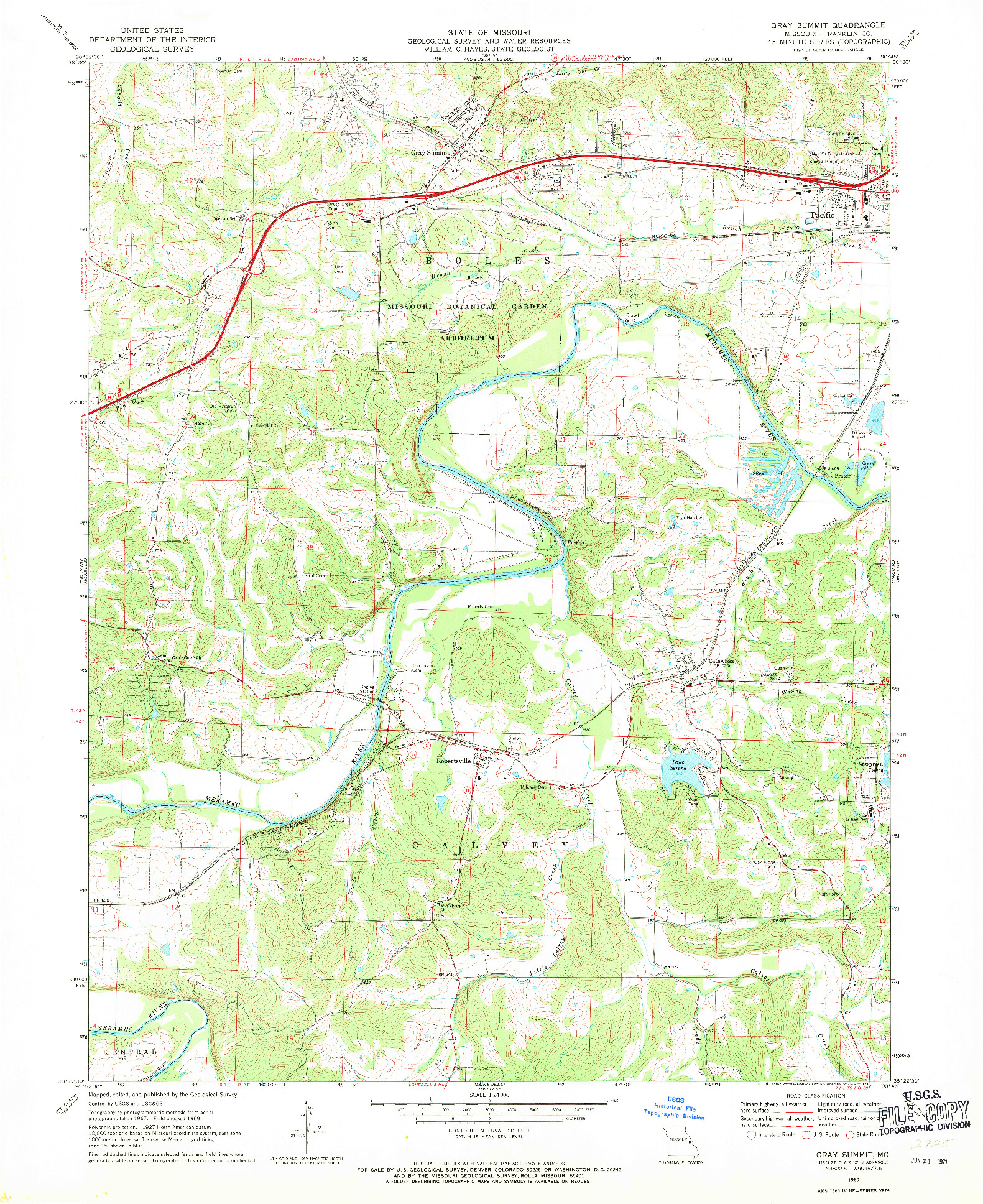 USGS 1:24000-SCALE QUADRANGLE FOR GRAY SUMMIT, MO 1969