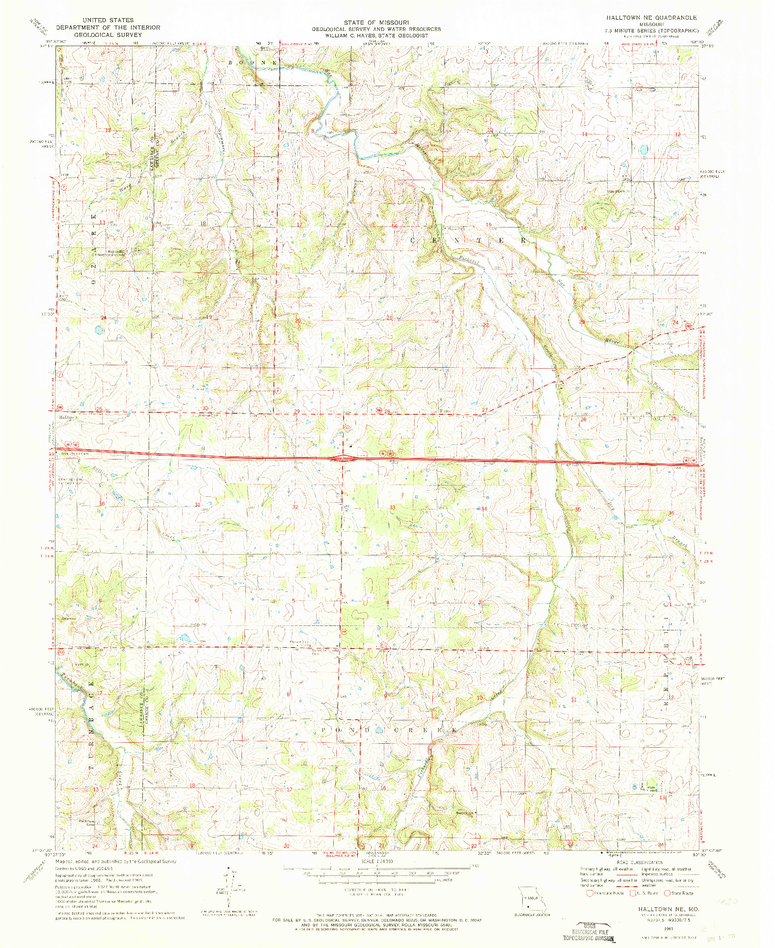 USGS 1:24000-SCALE QUADRANGLE FOR HALLTOWN NE, MO 1969