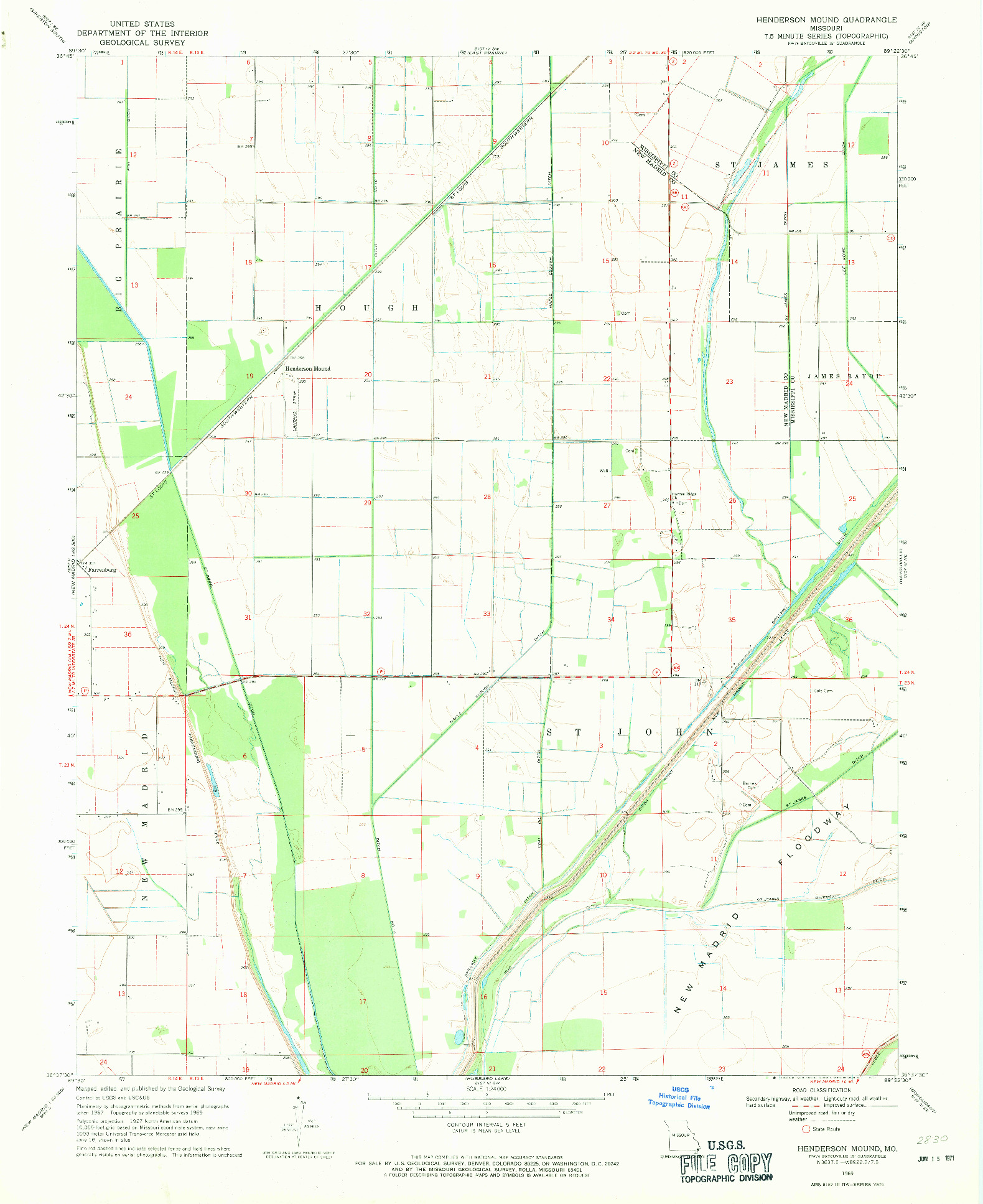 USGS 1:24000-SCALE QUADRANGLE FOR HENDERSON MOUND, MO 1969