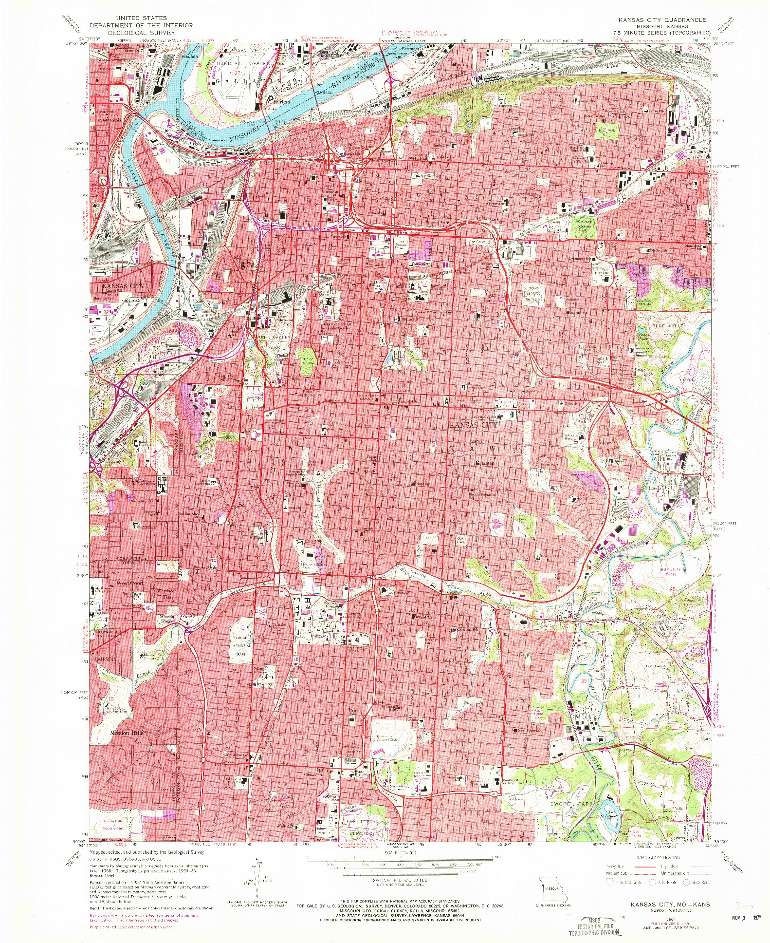 USGS 1:24000-SCALE QUADRANGLE FOR KANSAS CITY, MO 1964