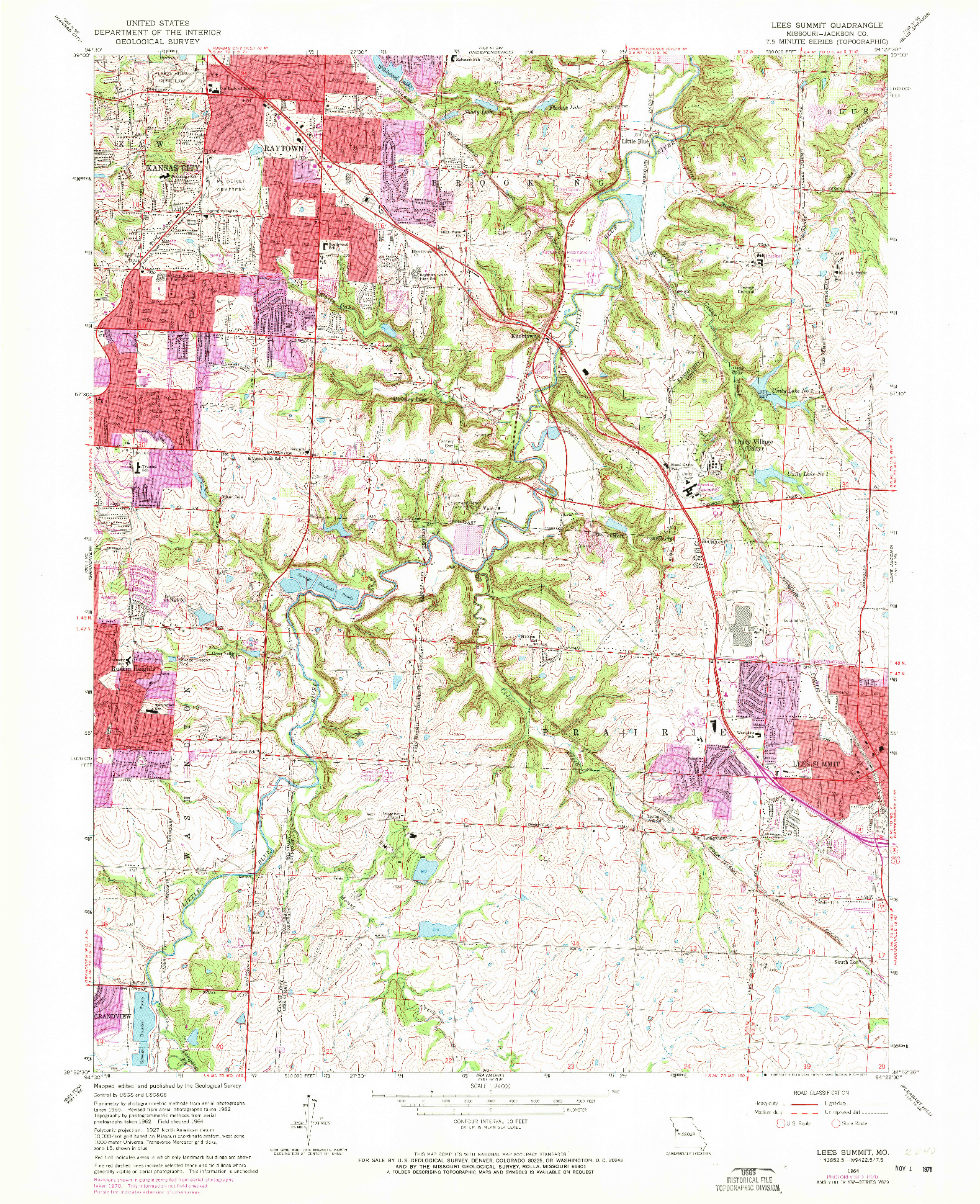 USGS 1:24000-SCALE QUADRANGLE FOR LEES SUMMIT, MO 1964