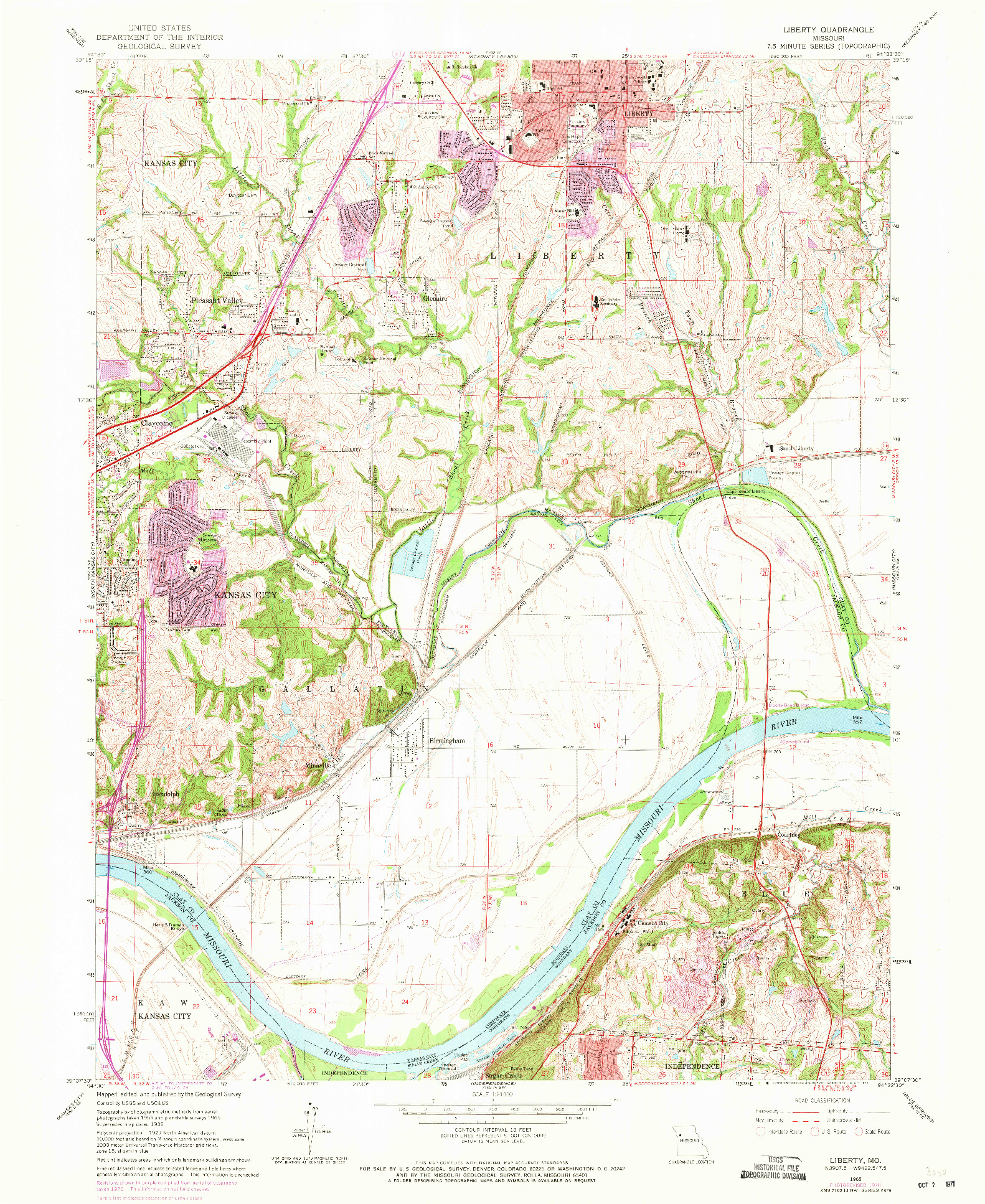 USGS 1:24000-SCALE QUADRANGLE FOR LIBERTY, MO 1965