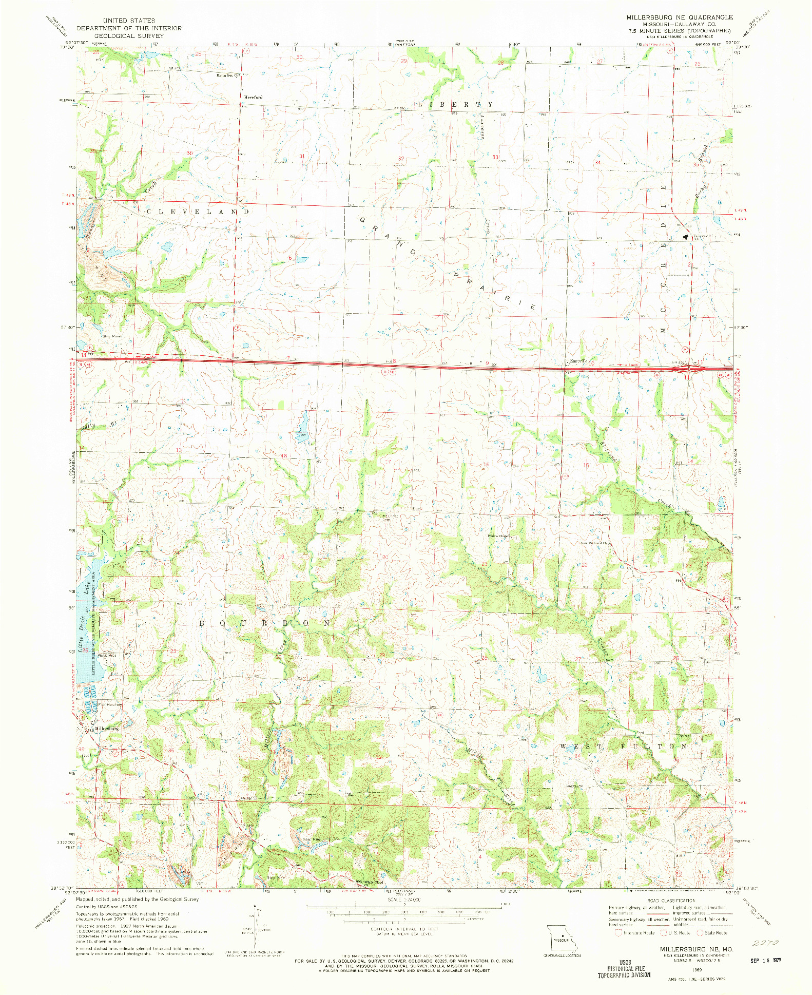 USGS 1:24000-SCALE QUADRANGLE FOR MILLERSBURG NE, MO 1969