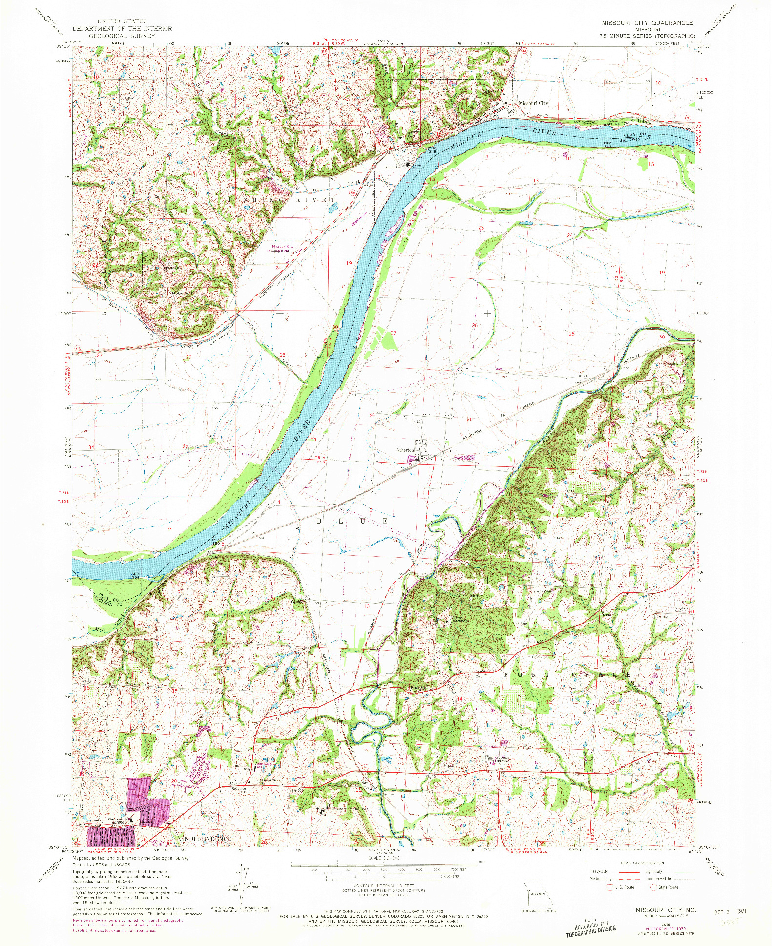 USGS 1:24000-SCALE QUADRANGLE FOR MISSOURI CITY, MO 1965