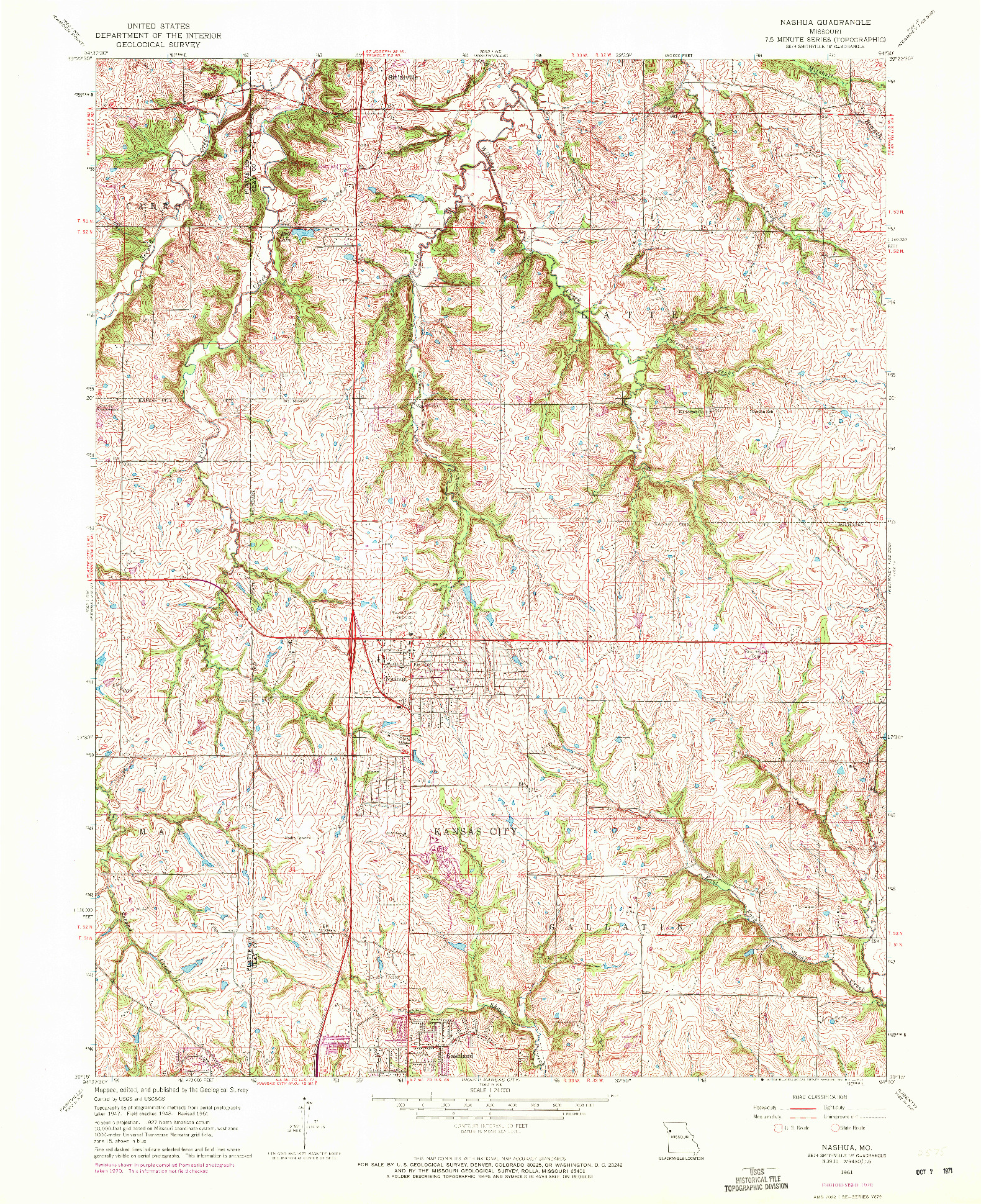USGS 1:24000-SCALE QUADRANGLE FOR NASHUA, MO 1961