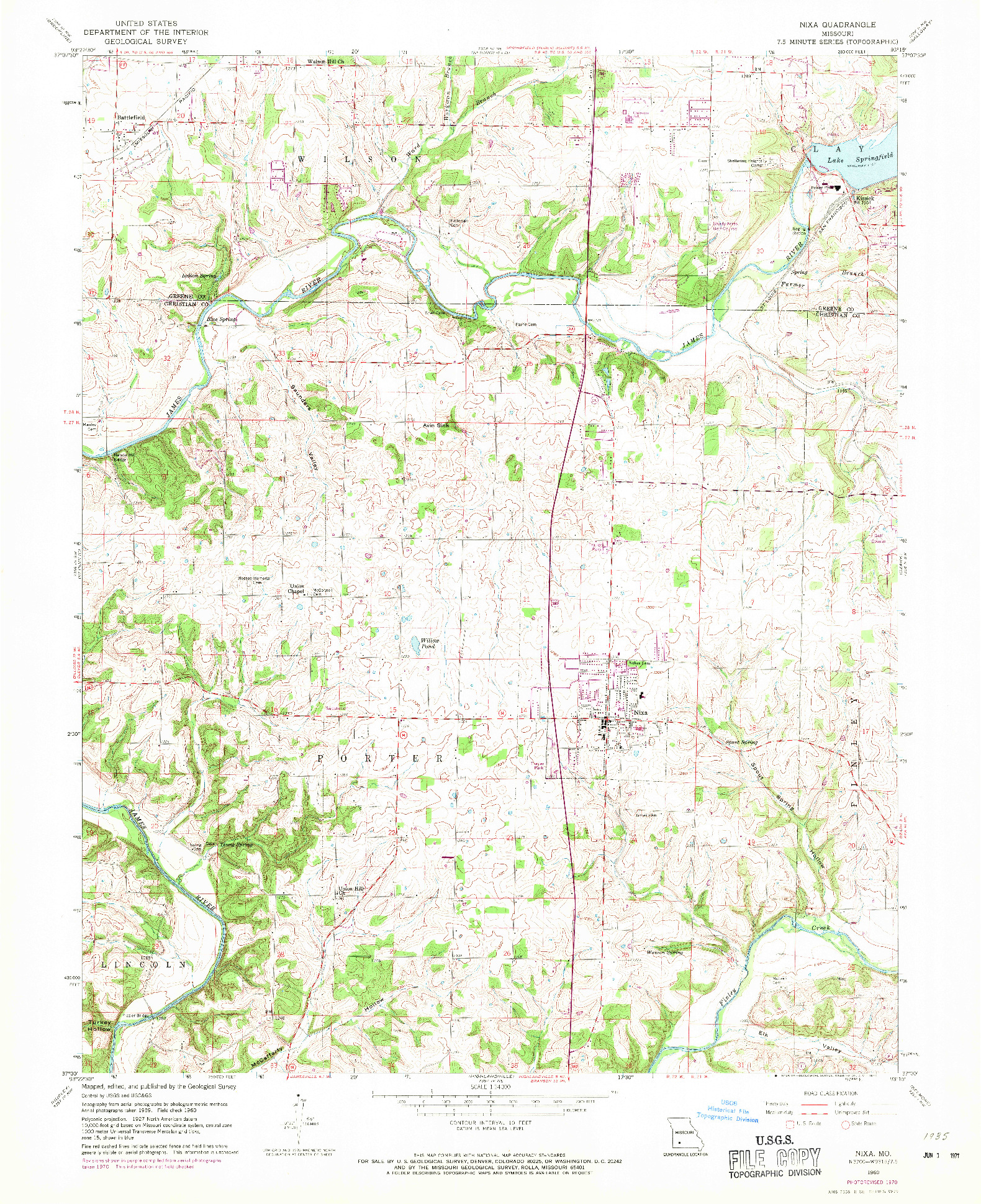 USGS 1:24000-SCALE QUADRANGLE FOR NIXA, MO 1960